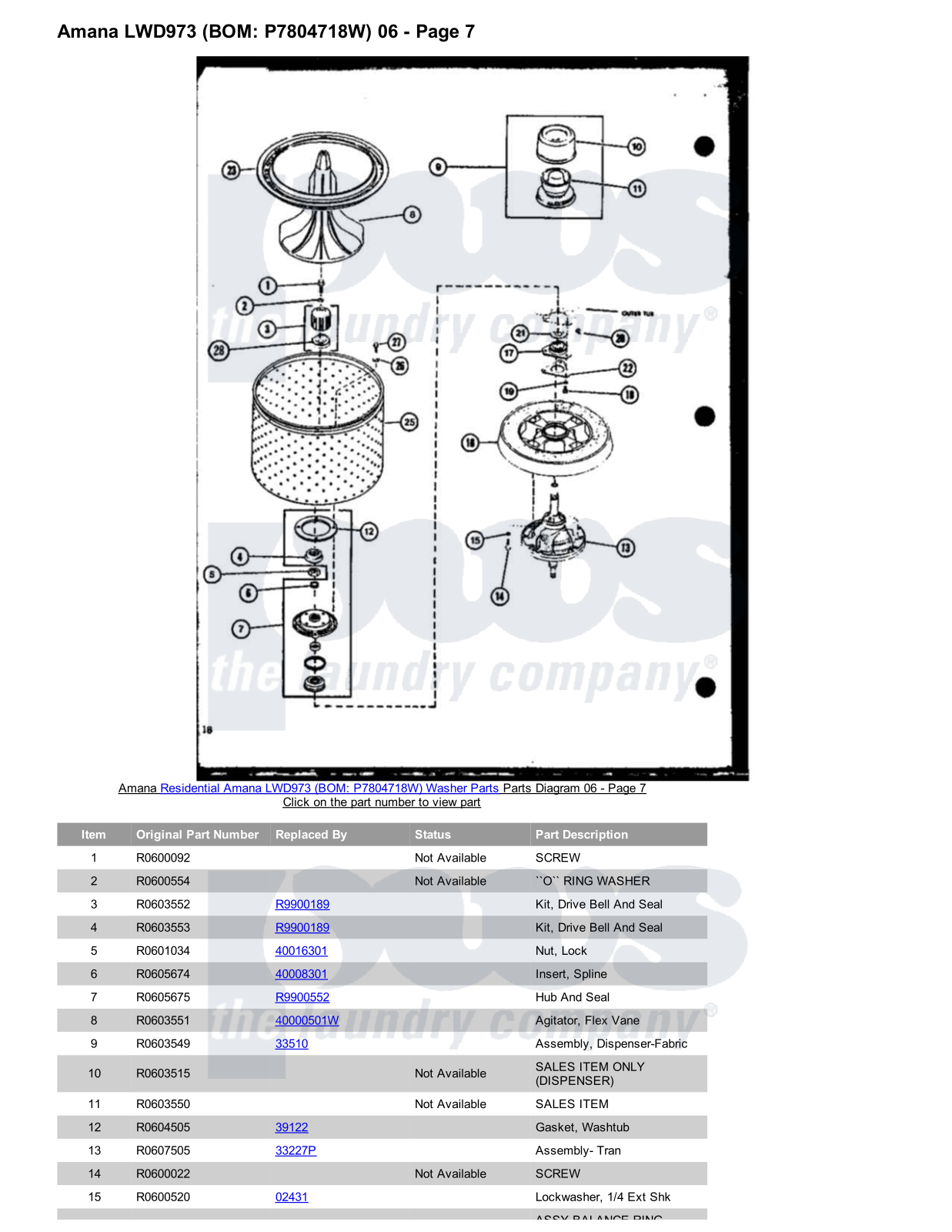 Amana LWD973 Parts Diagram