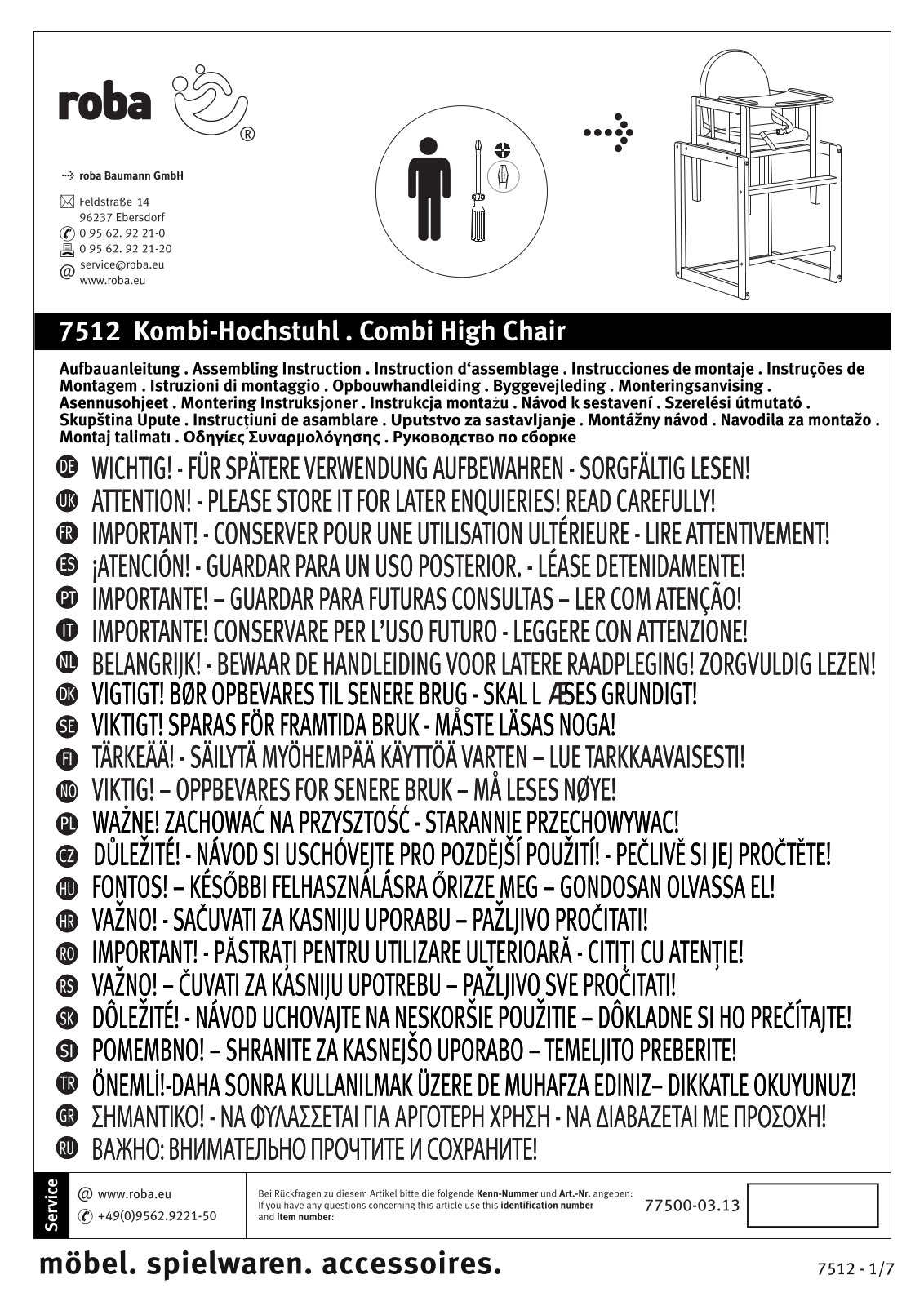 Roba 7512 Assembly Manual