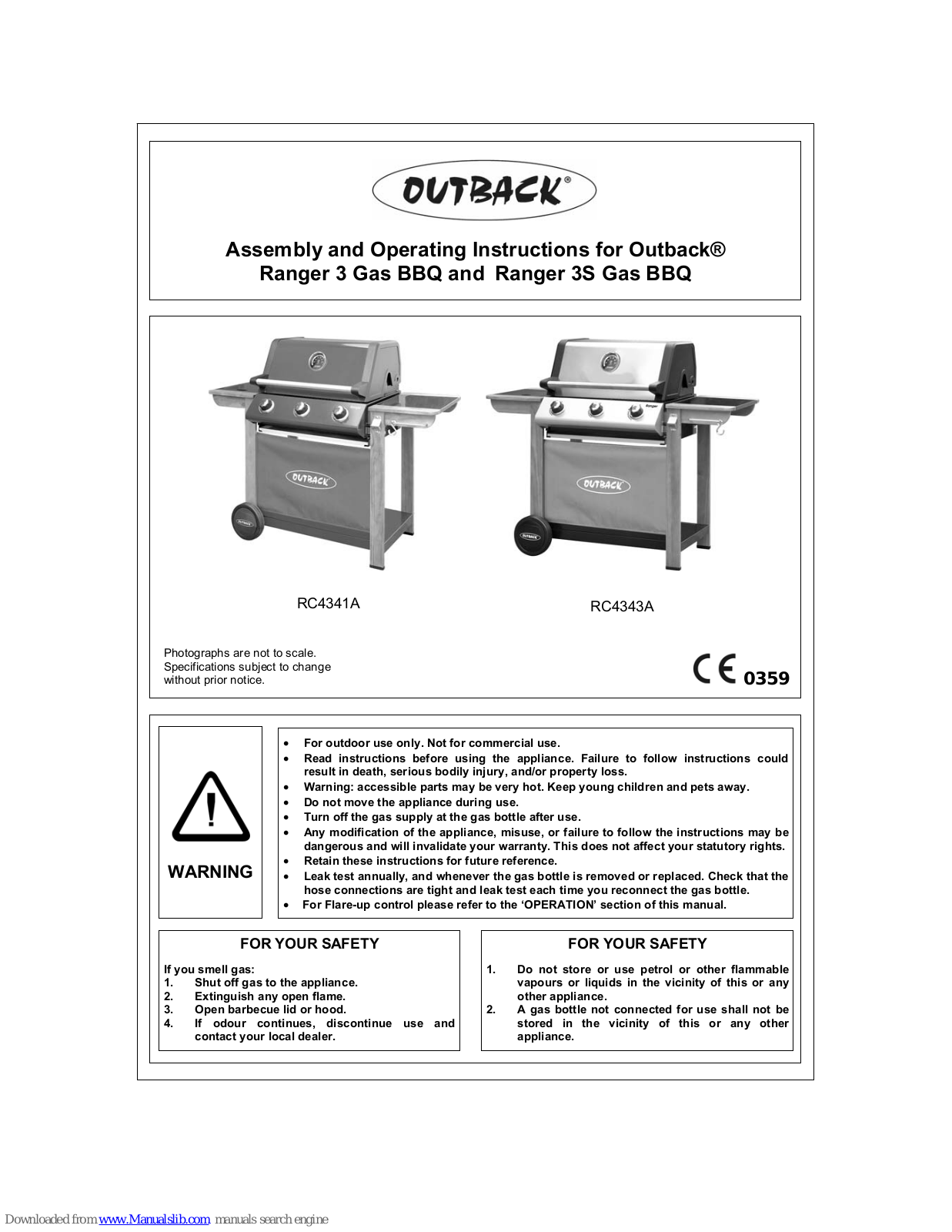 Outback Ranger 3, Ranger 3S, RC4343A, RC4341A Assembly  Manual