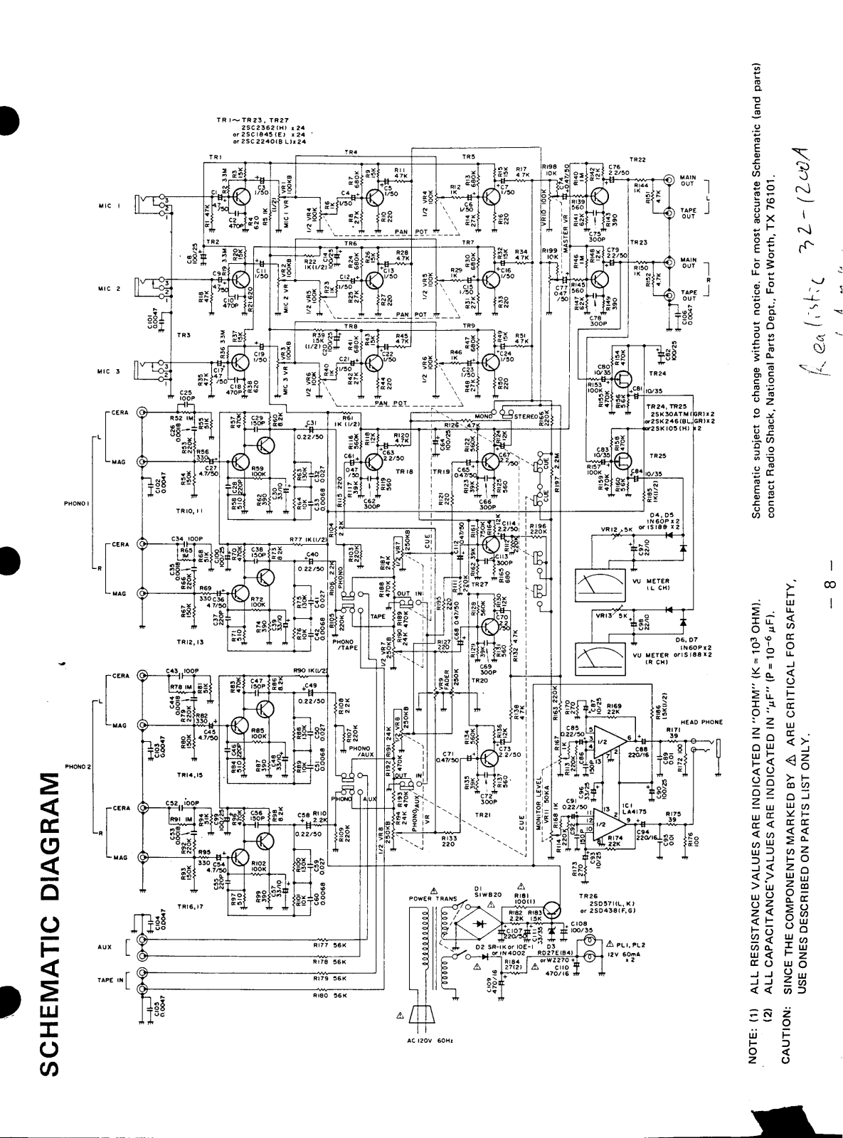 Realistic 1200-A Schematic