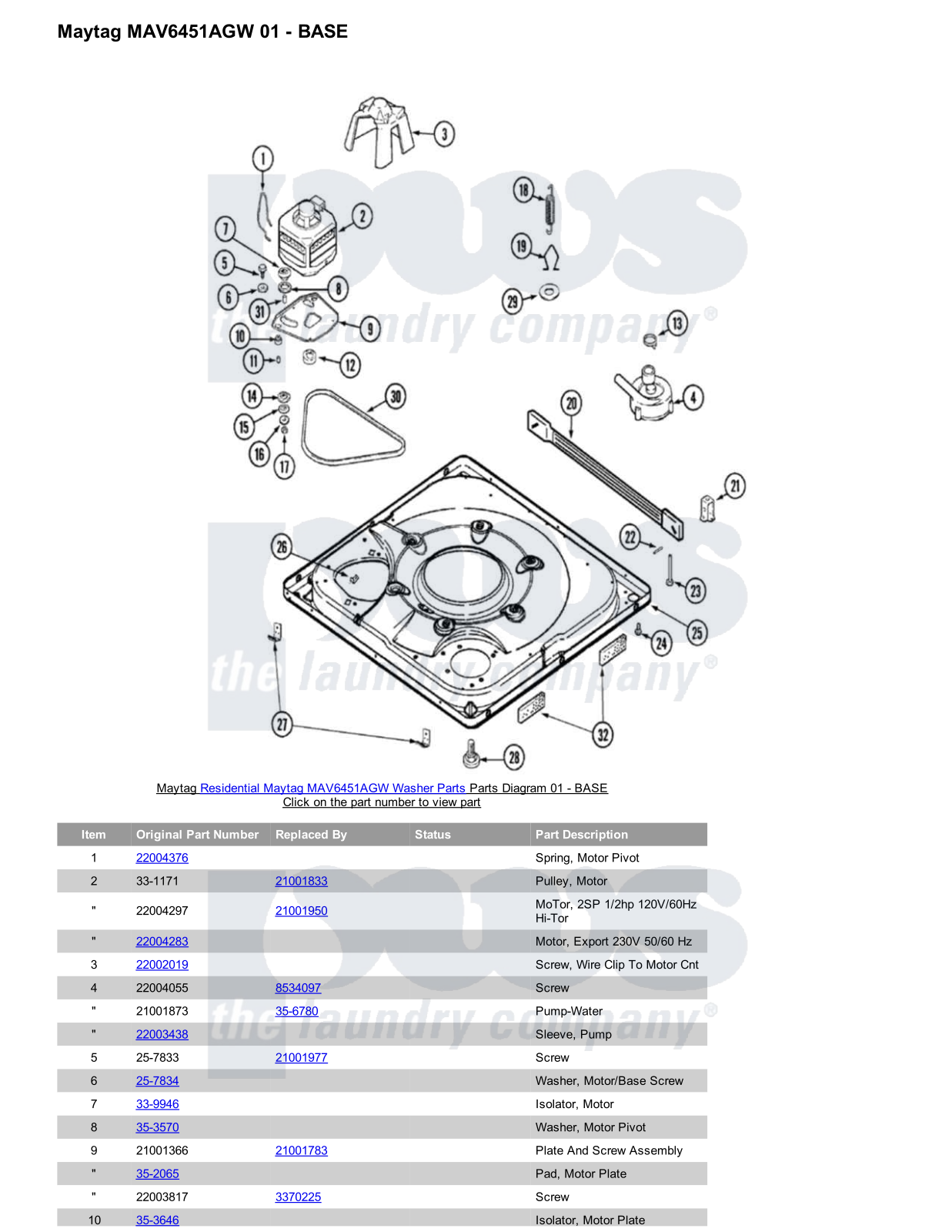 Maytag MAV6451AGW Parts Diagram