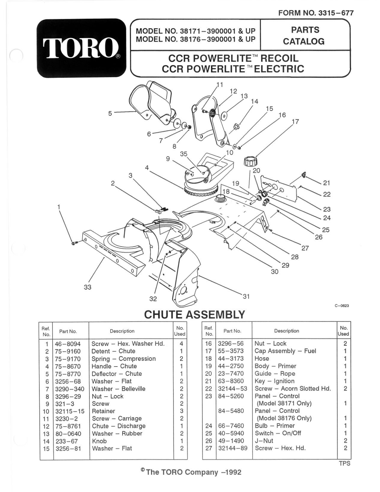 Toro 38176 Parts Catalogue