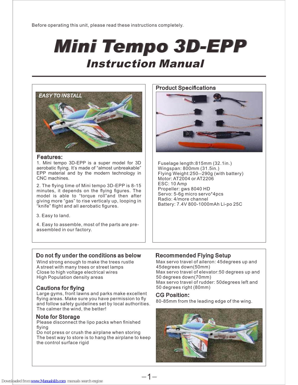 Techone Mini Tempo 3D-EPP Instruction Manual