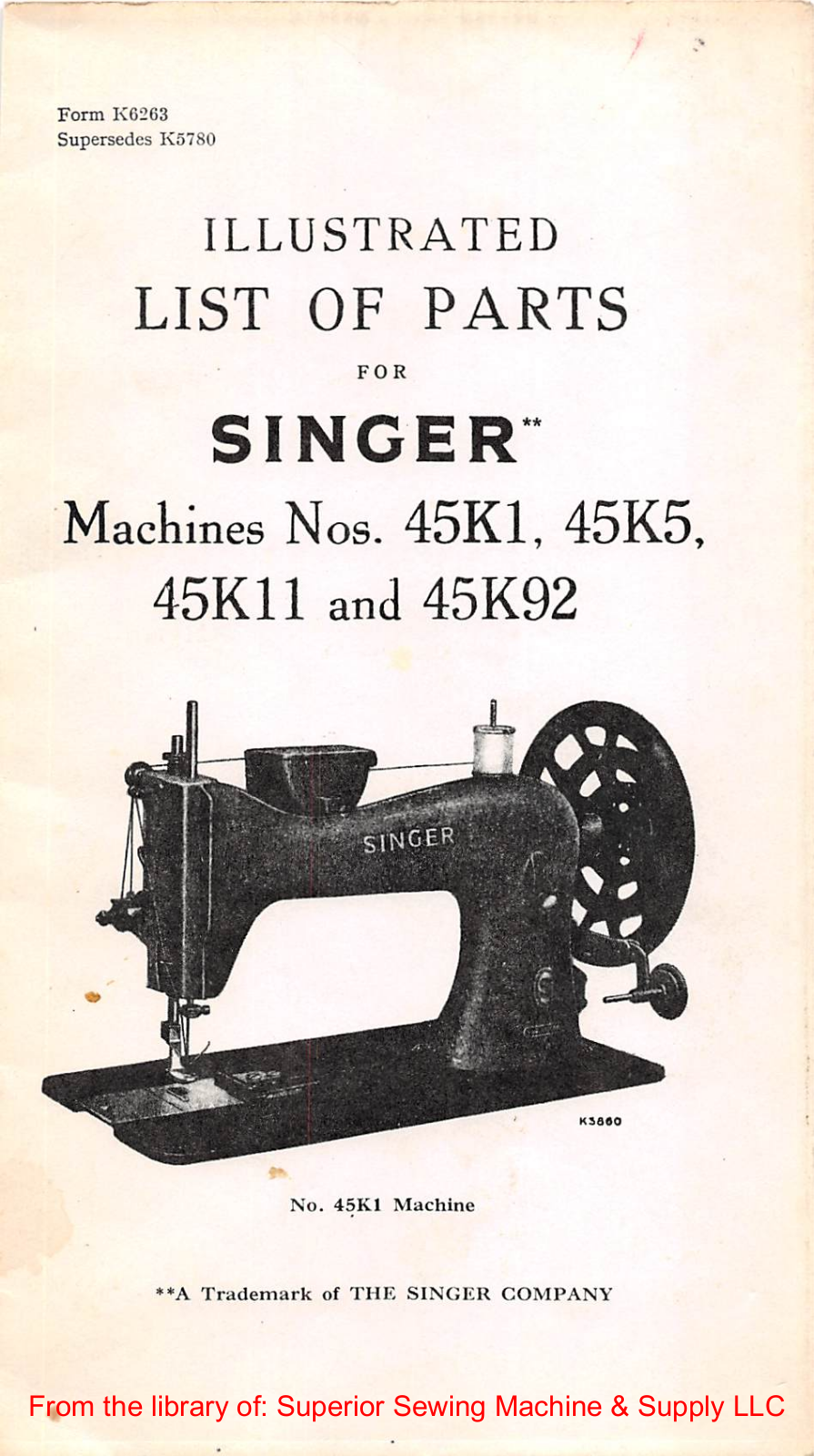 Singer 45K1, 45K5, 45K11, 45K92 Manual