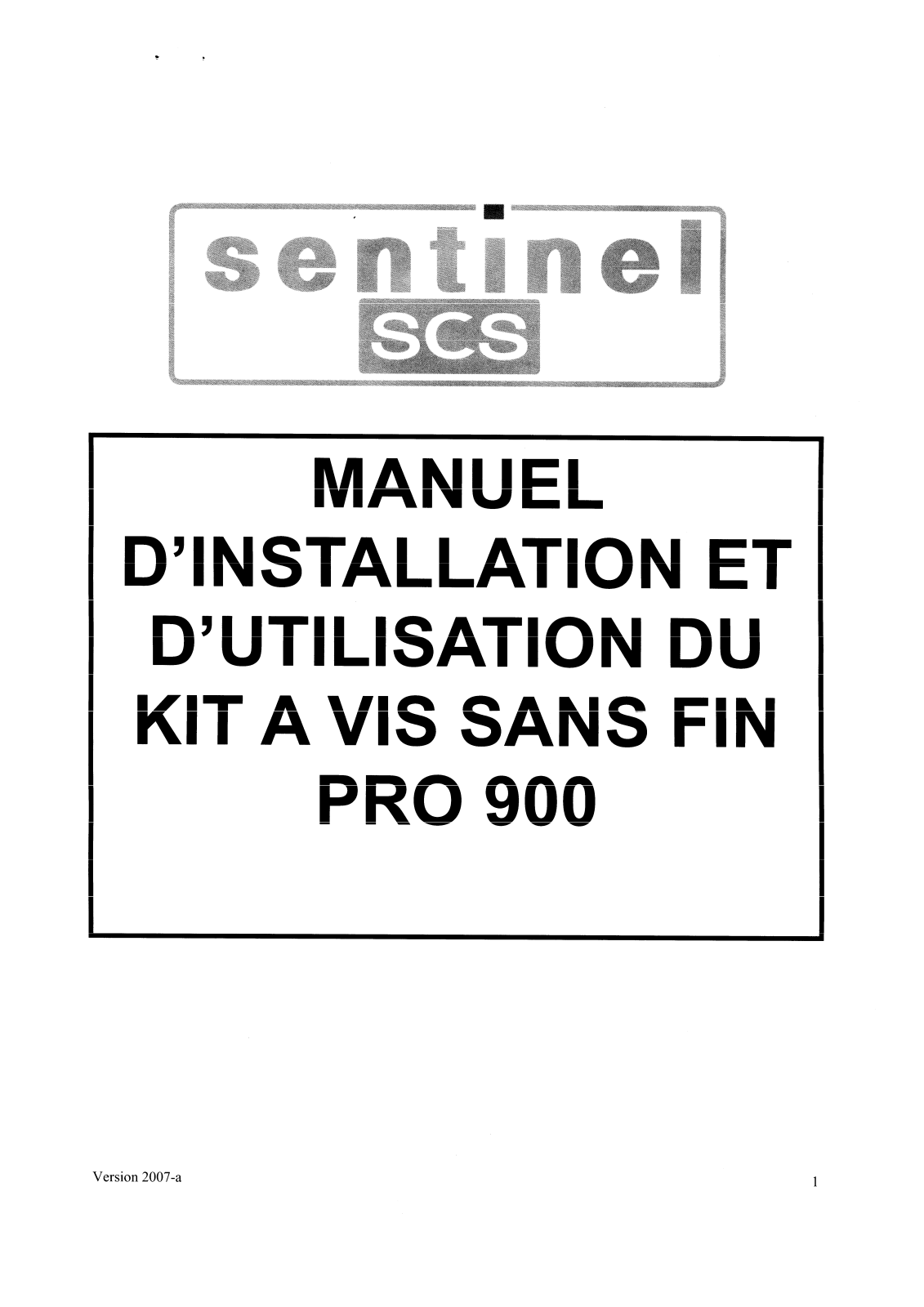 SENTINEL SCS KIT PRO 900 User Manual