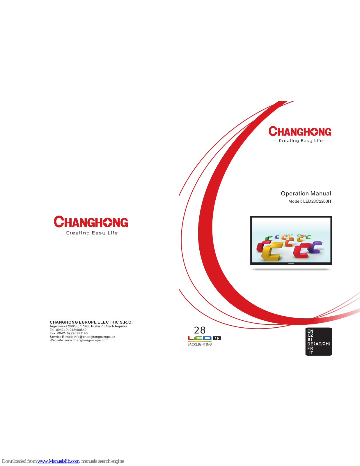 Changhong Electric LED28C2200H Operation Manual