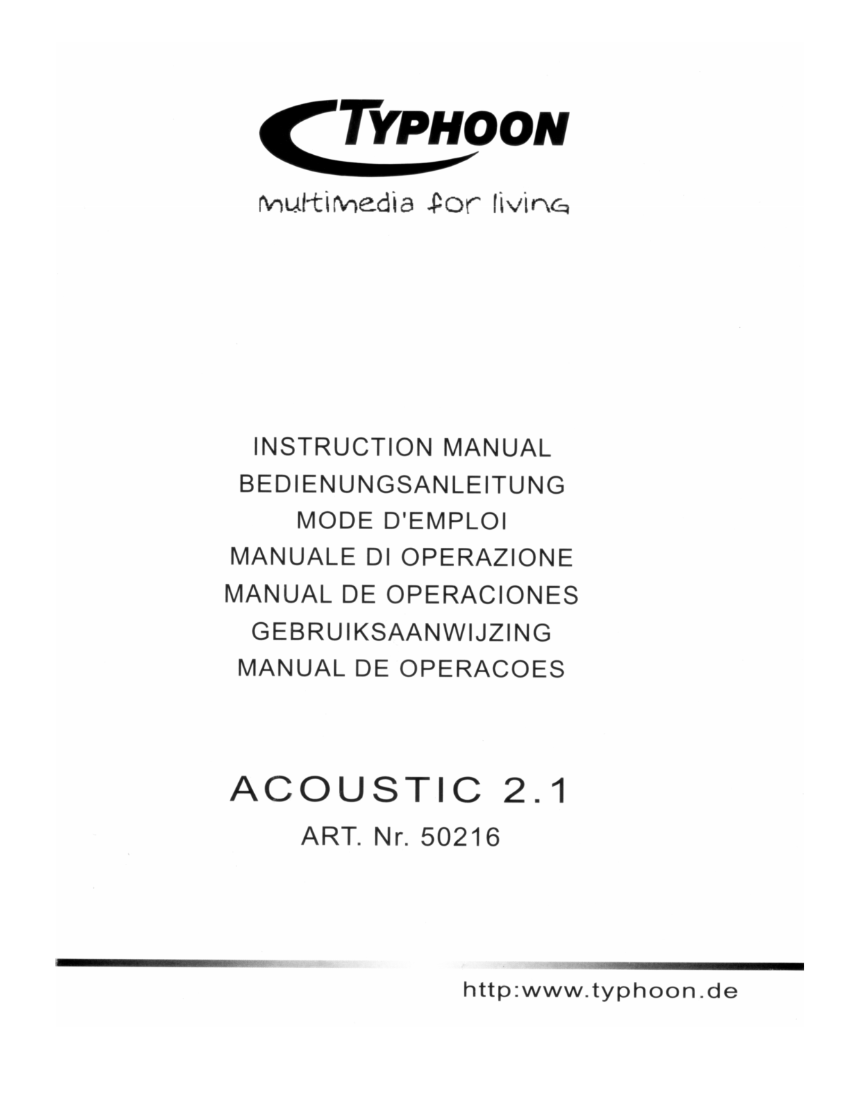 TYPHOON ACOUSTIC 2.1 User Manual