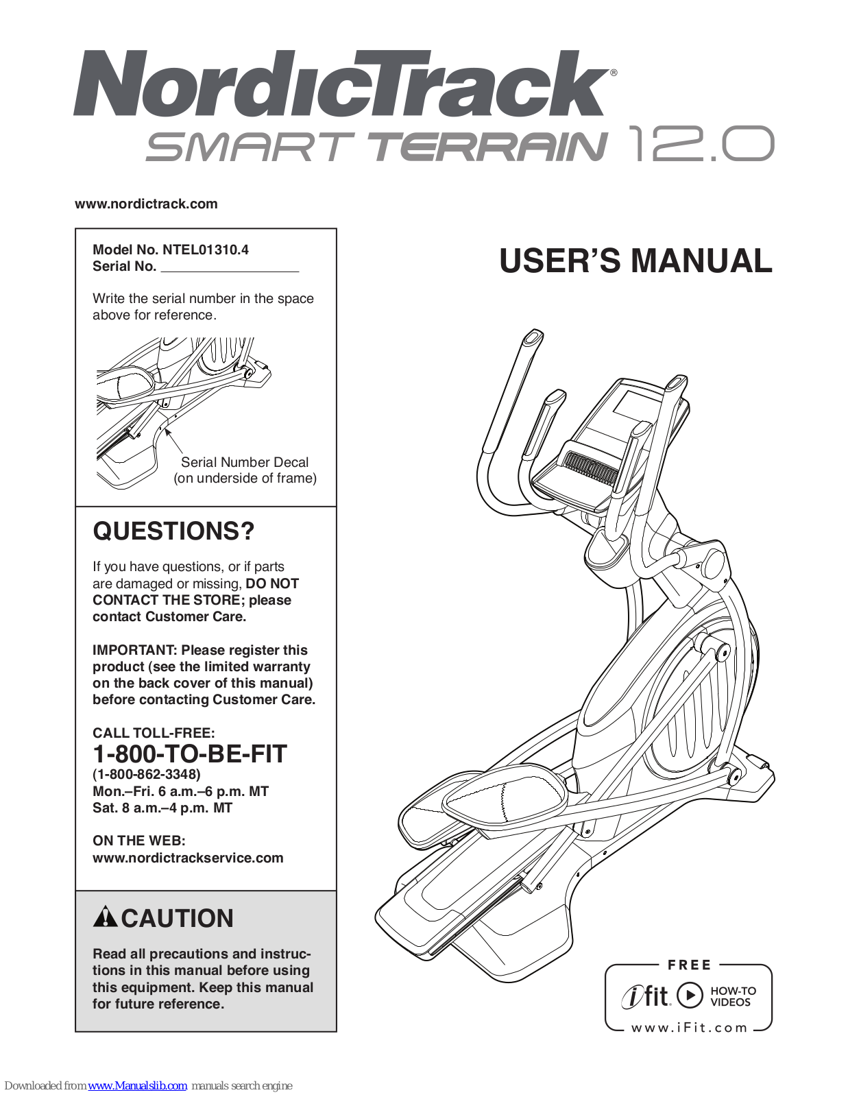 NordicTrack Smart Terrain 12.0 Elliptical, NTEL01310.4 User Manual