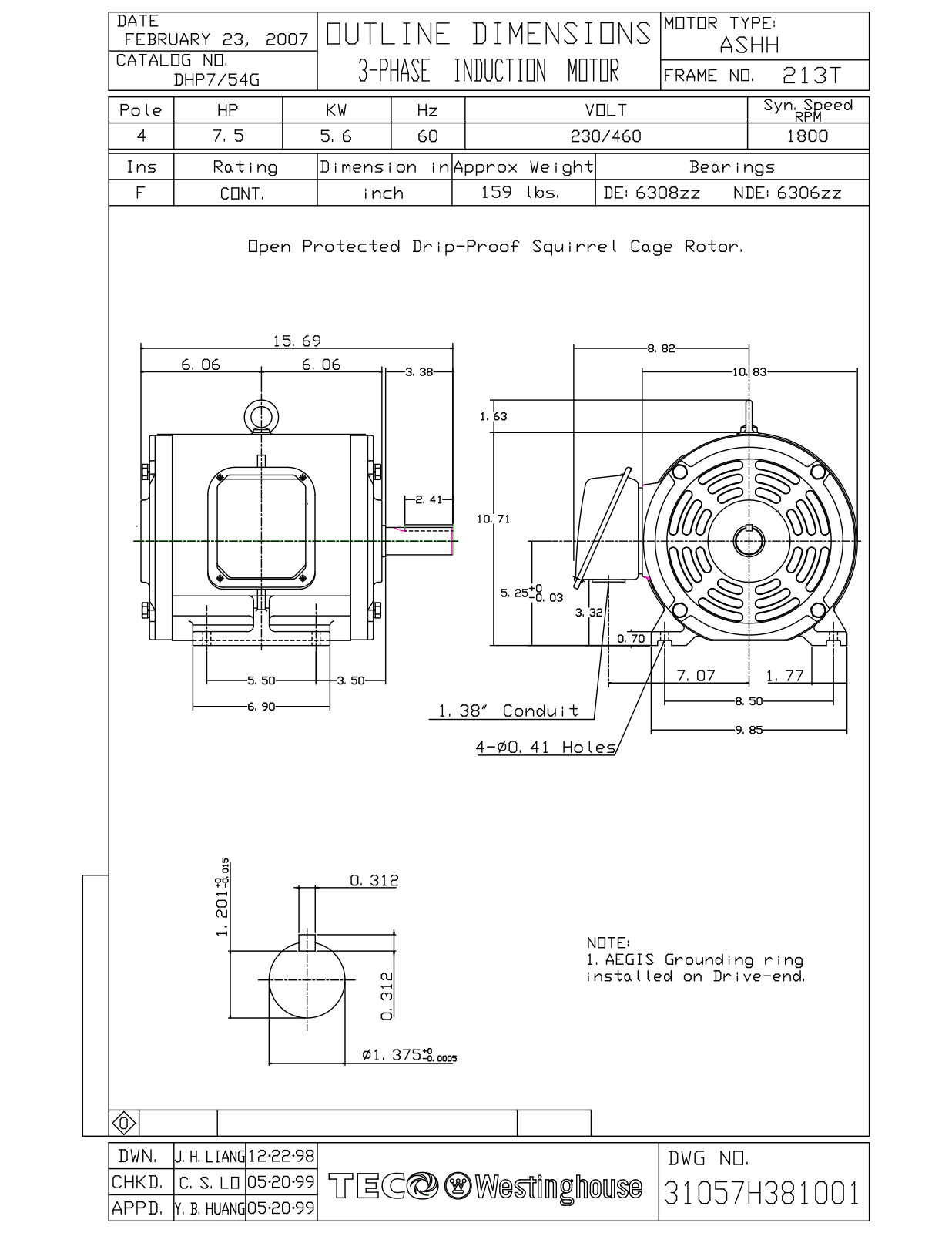 Teco DHP7/54G Reference Drawing