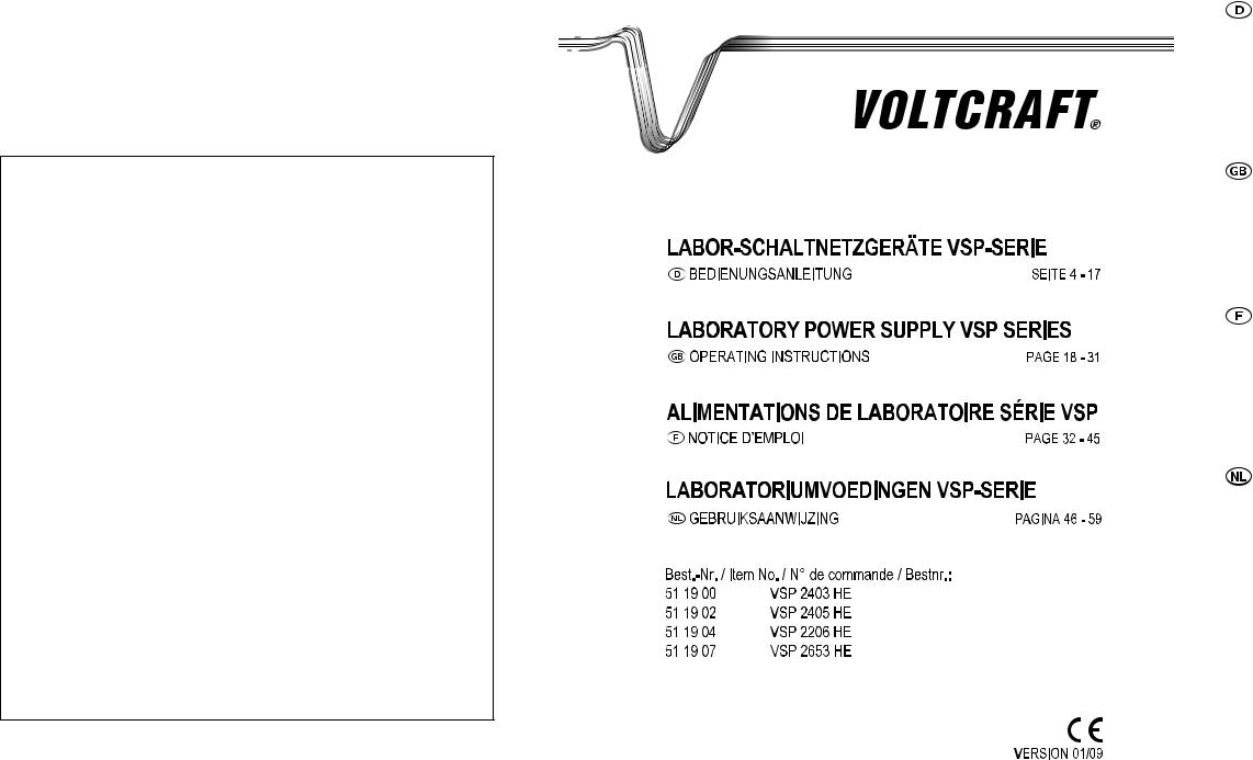 VOLTCRAFT 511900, 511902, 511904, 511907 Operation Manual