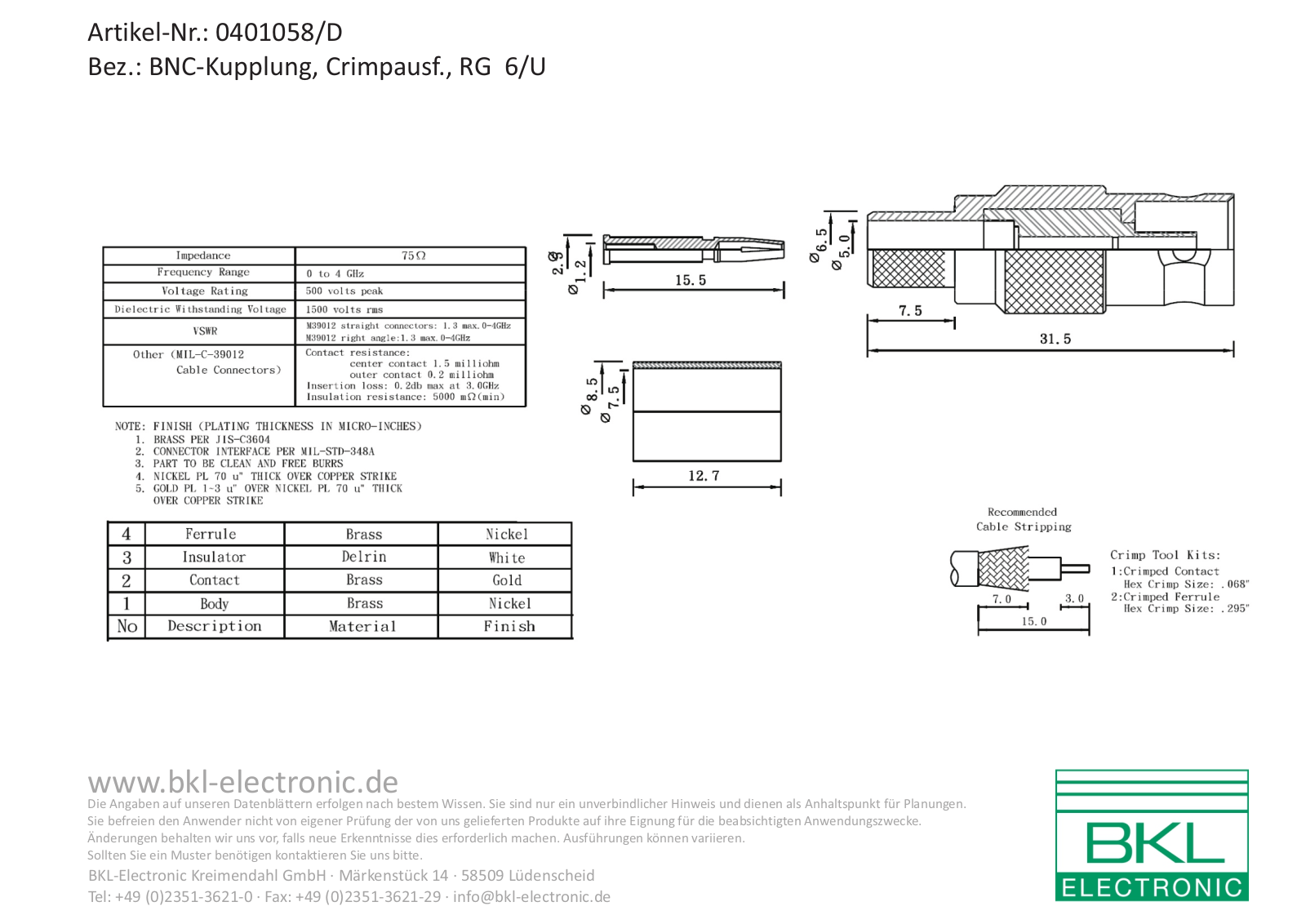 BKL BKL 0401058-D Datasheet - ManualMachine.com