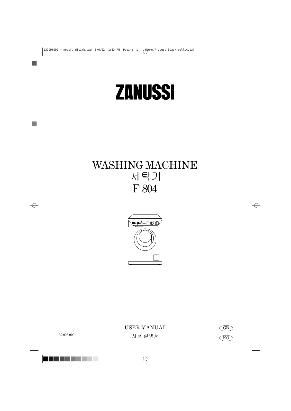 Zanussi F804 User Manual