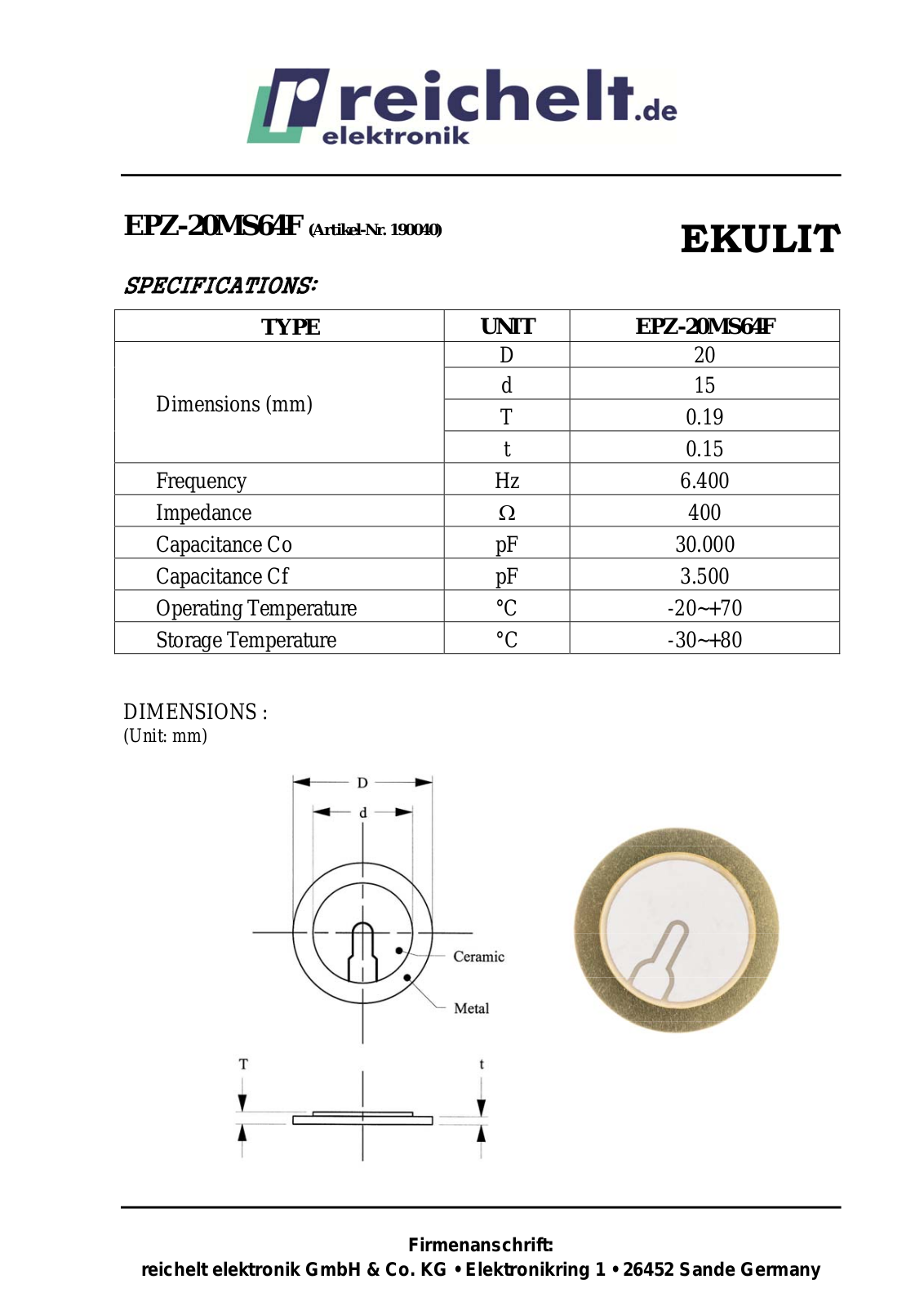 EKULIT EPZ-20MS64F Datasheet - ManualMachine.com