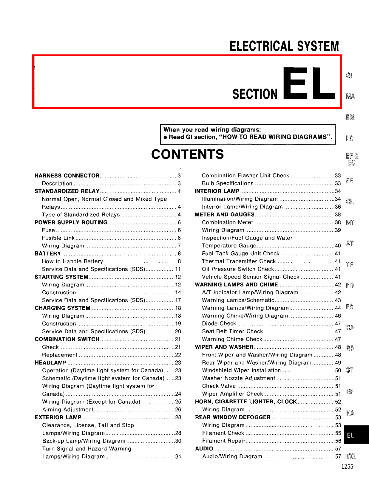 Nissan Pathfinder Electrical System Section EL 1994, D21 Electrical System Section EL 1994 Owner's Manual