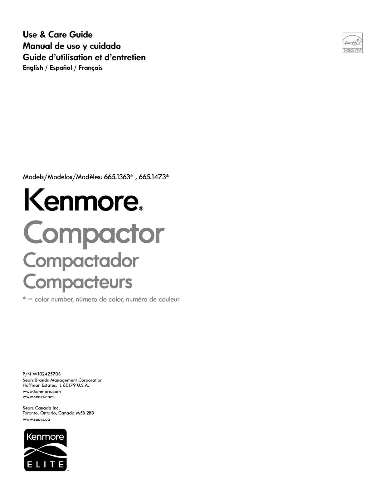 Kenmore 66514739111, 66514739110, 66514733111, 66514733110, 66514732111 Owner’s Manual