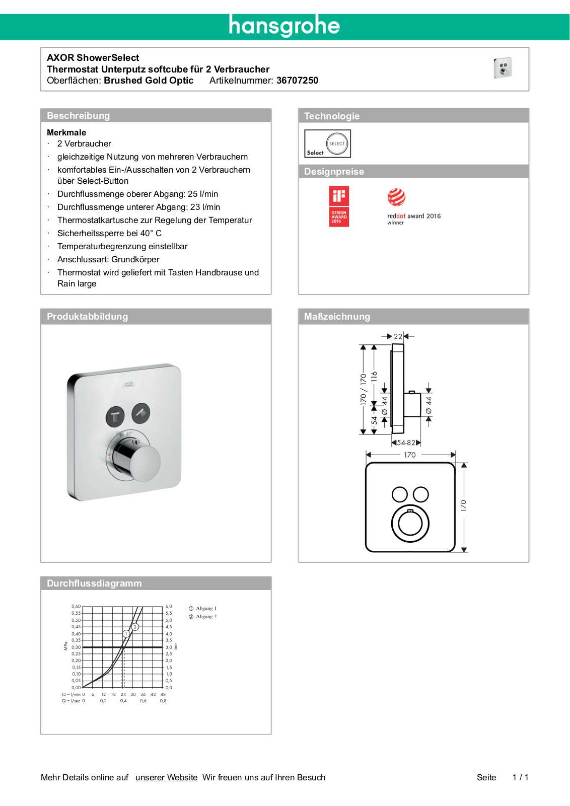 Hansgrohe AXOR 36707250 User Manual