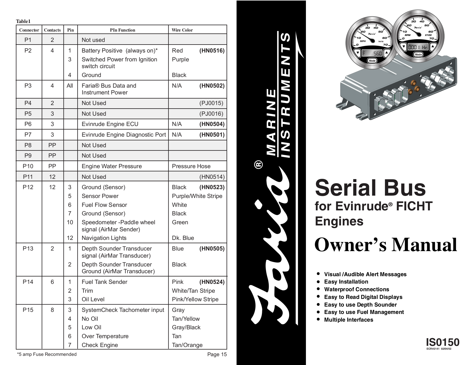 Faria Instruments Evinrude 2141 User Manual