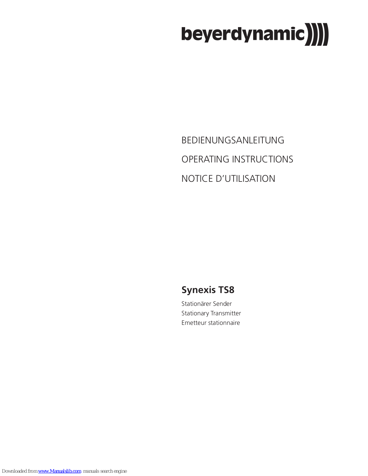 Beyerdynamic Synexis TS8 Operating Instructions Manual