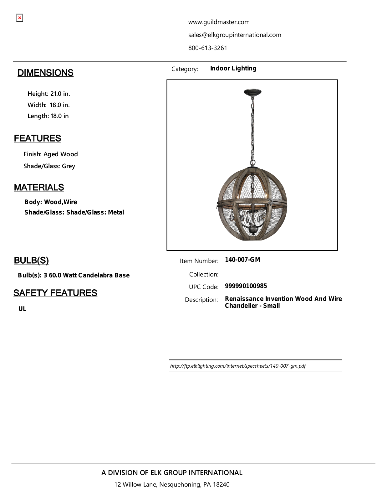 ELK Home 140007GM User Manual