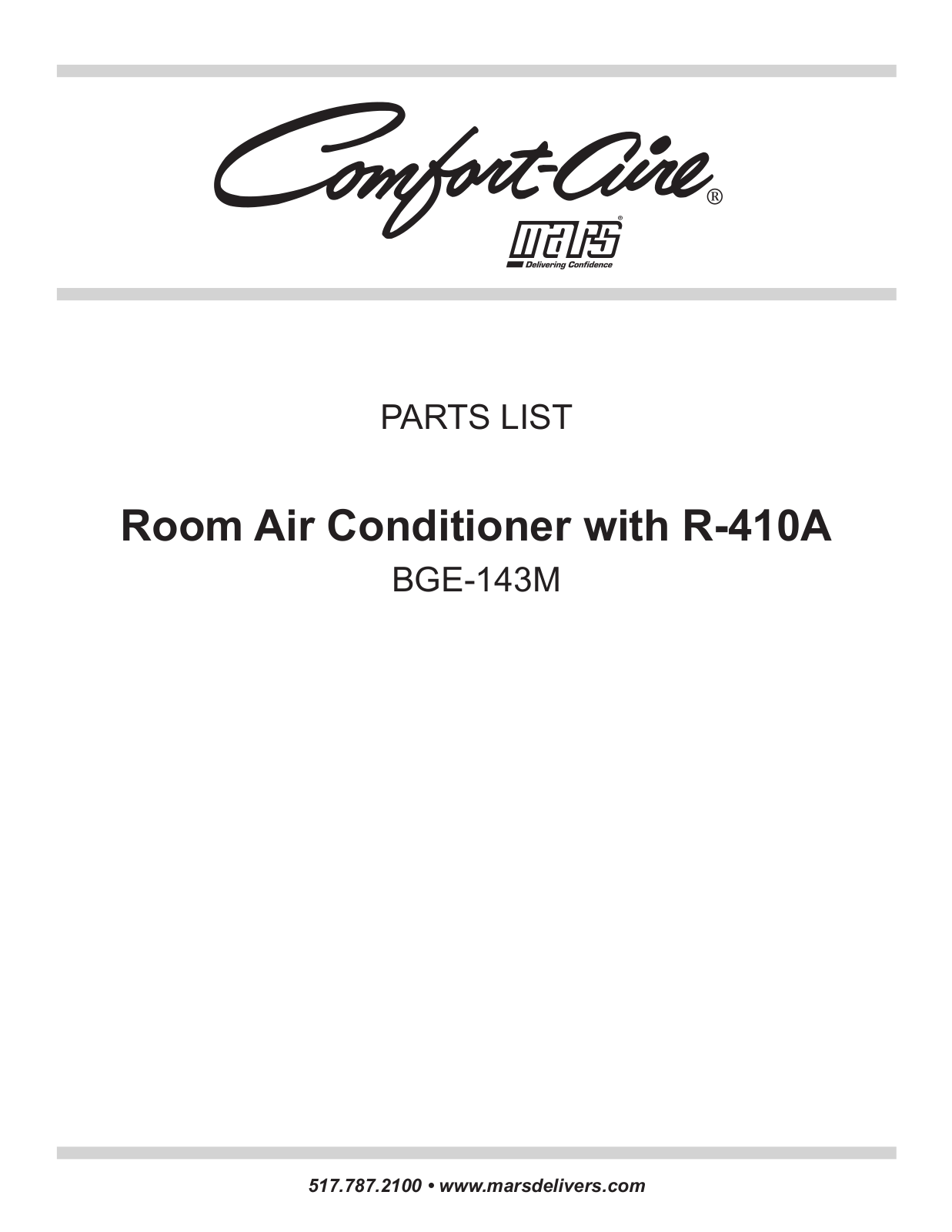 Comfort-aire Bge-143m Owner's Manual