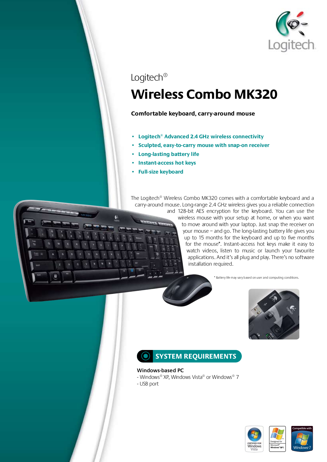 Logitech MK320 User Manual