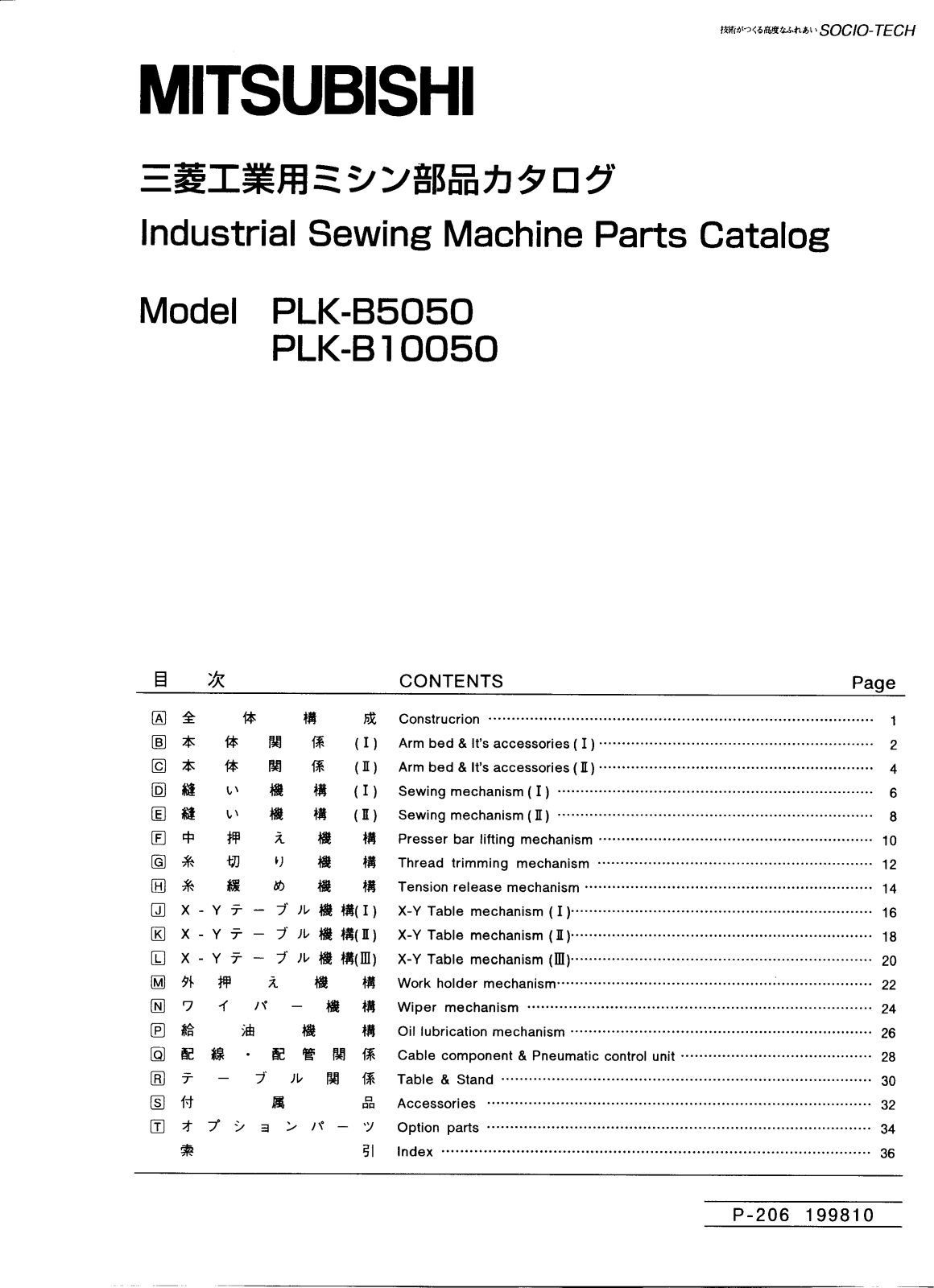 Mitsubishi PLK-B5050, PLK-B10050 Parts List