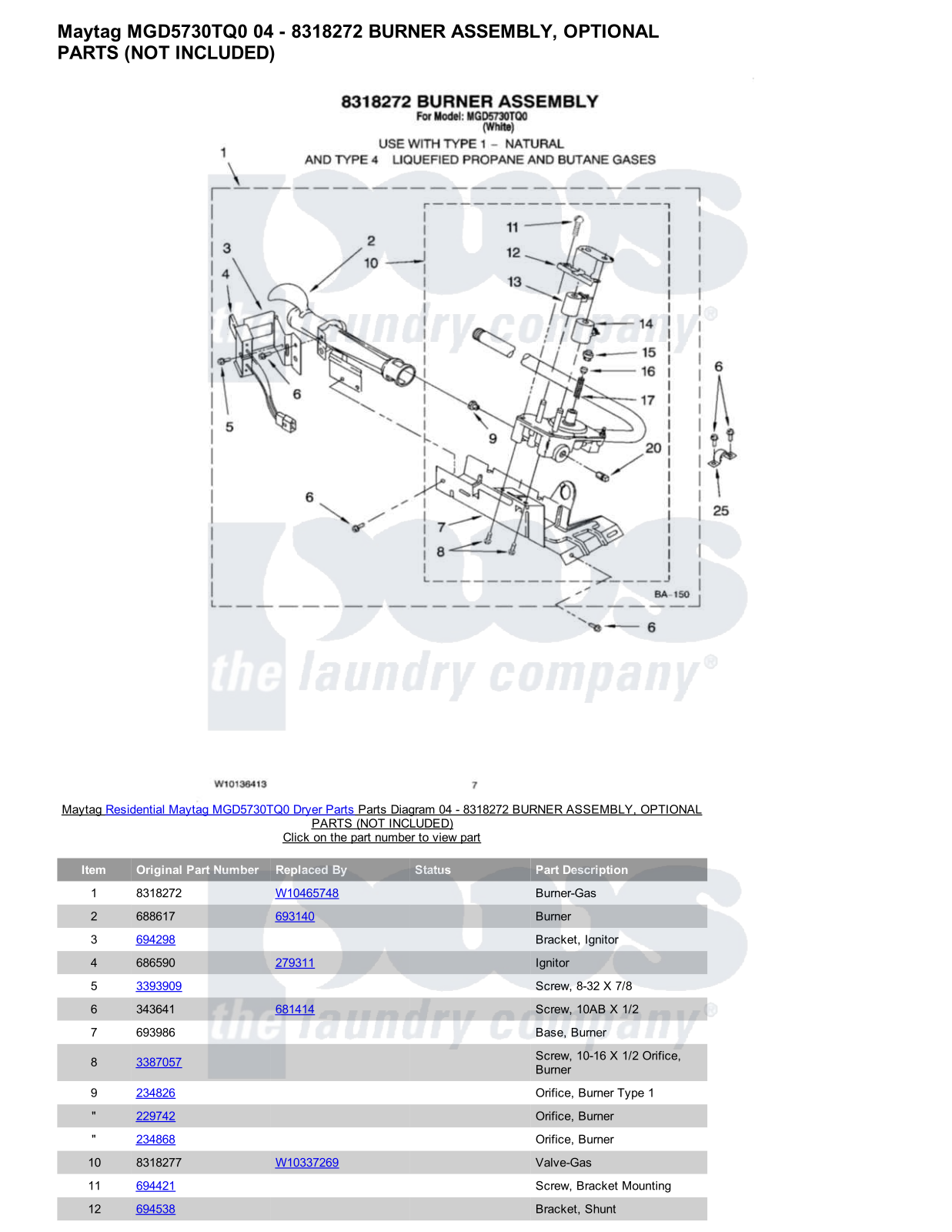 Maytag MGD5730TQ0 Parts Diagram