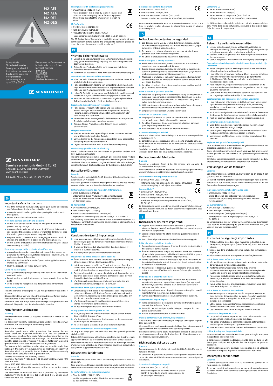 Sennheiser M2 OEI User Manual