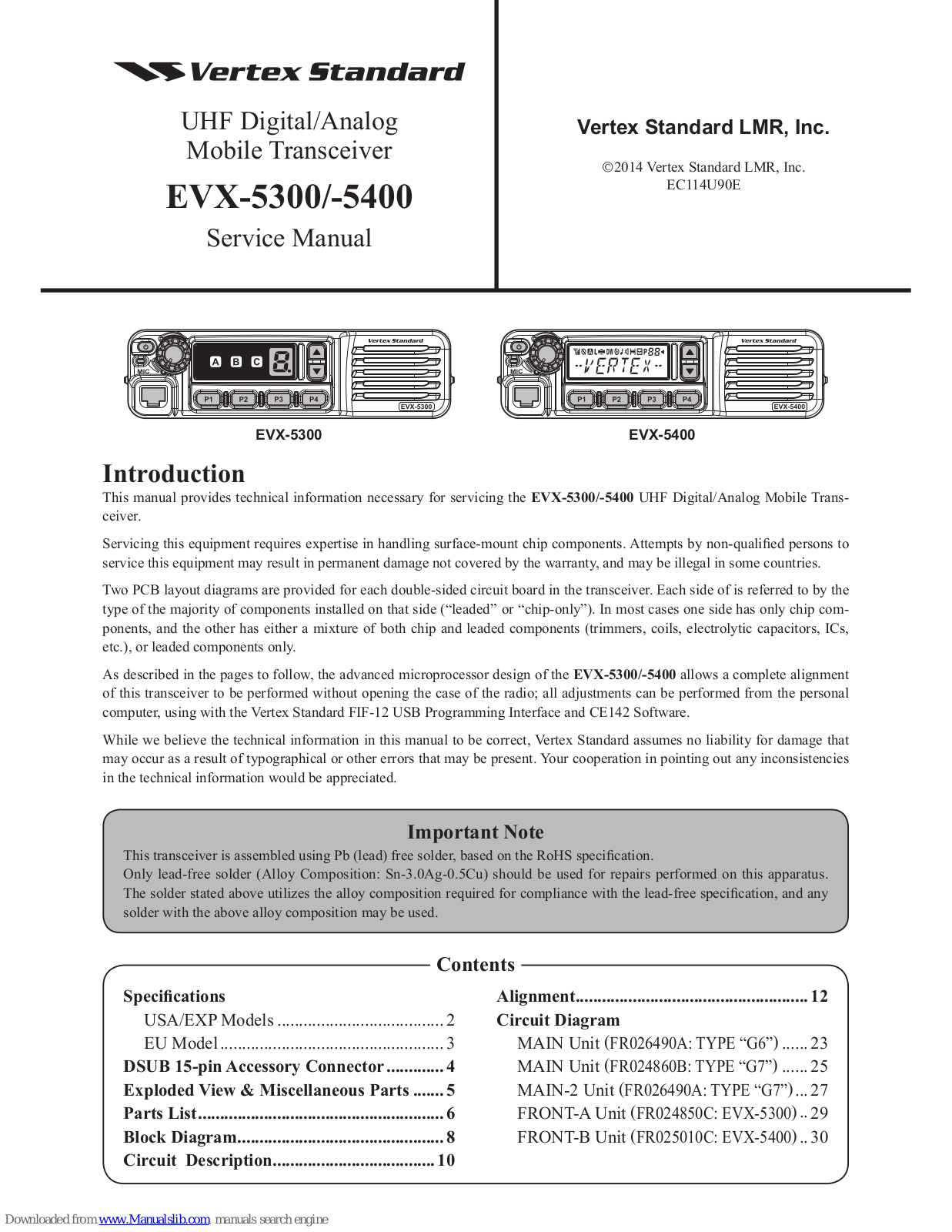 Vertex Standard EVX-5300, EVX-5400 Service Manual