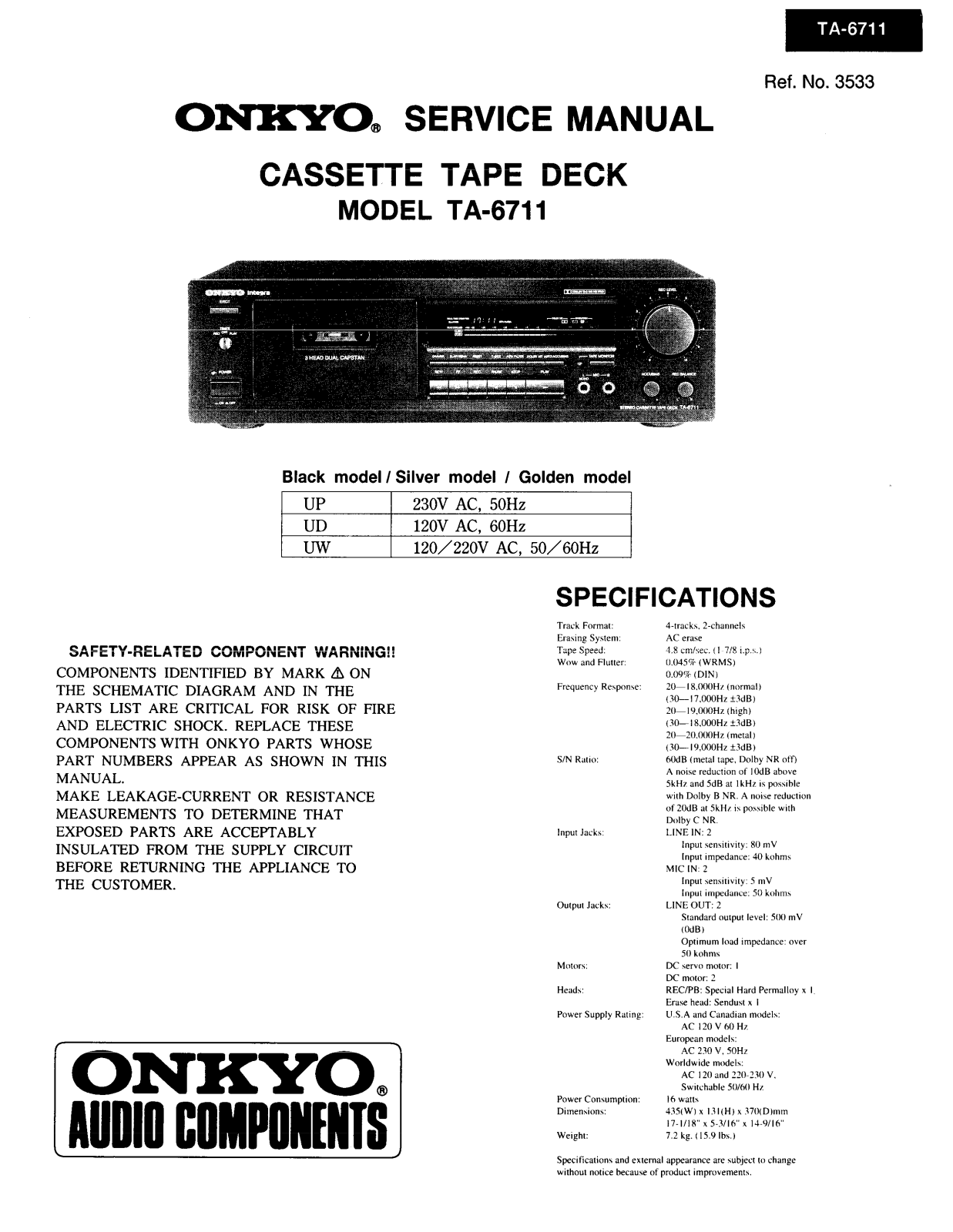 Onkyo TA-6711 Service manual