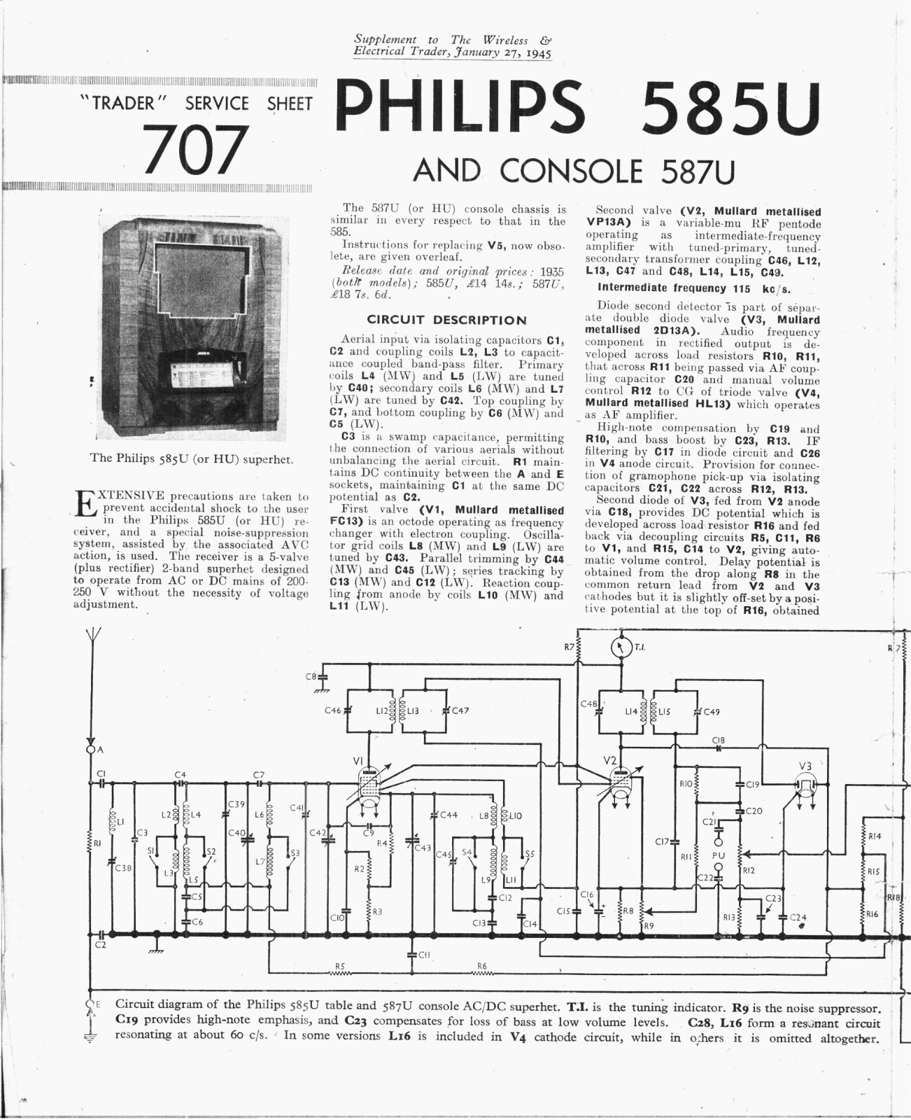 Philips 587-U, 585-U Service Manual