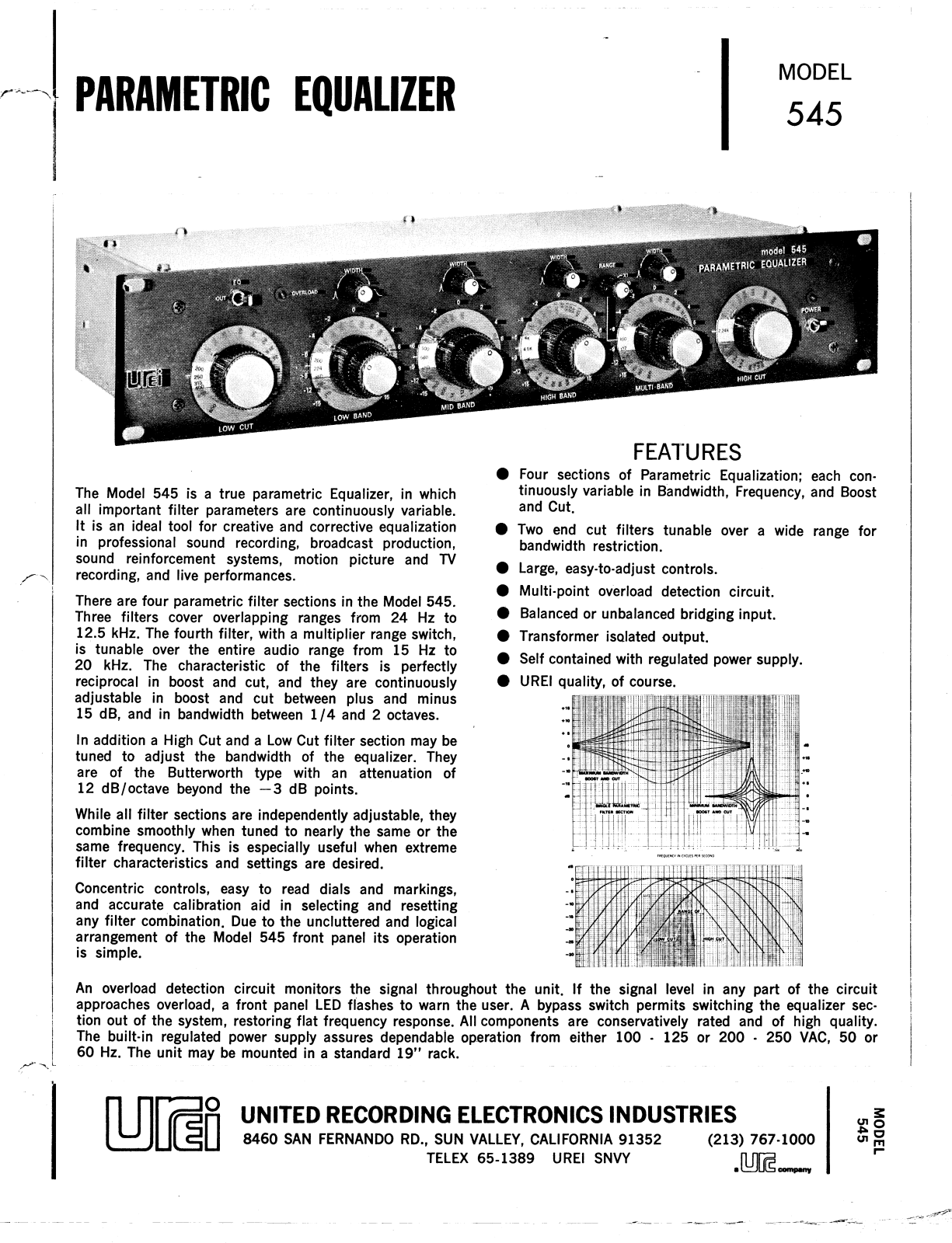 JBL UREI 545 User Manual