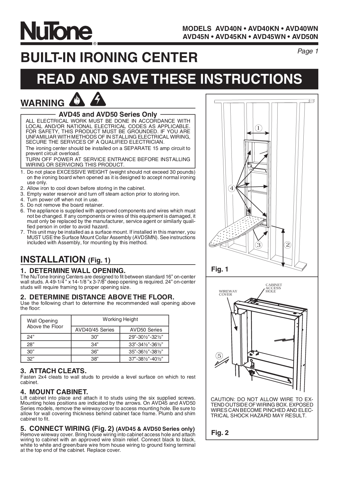 NuTone AVD50N User Manual