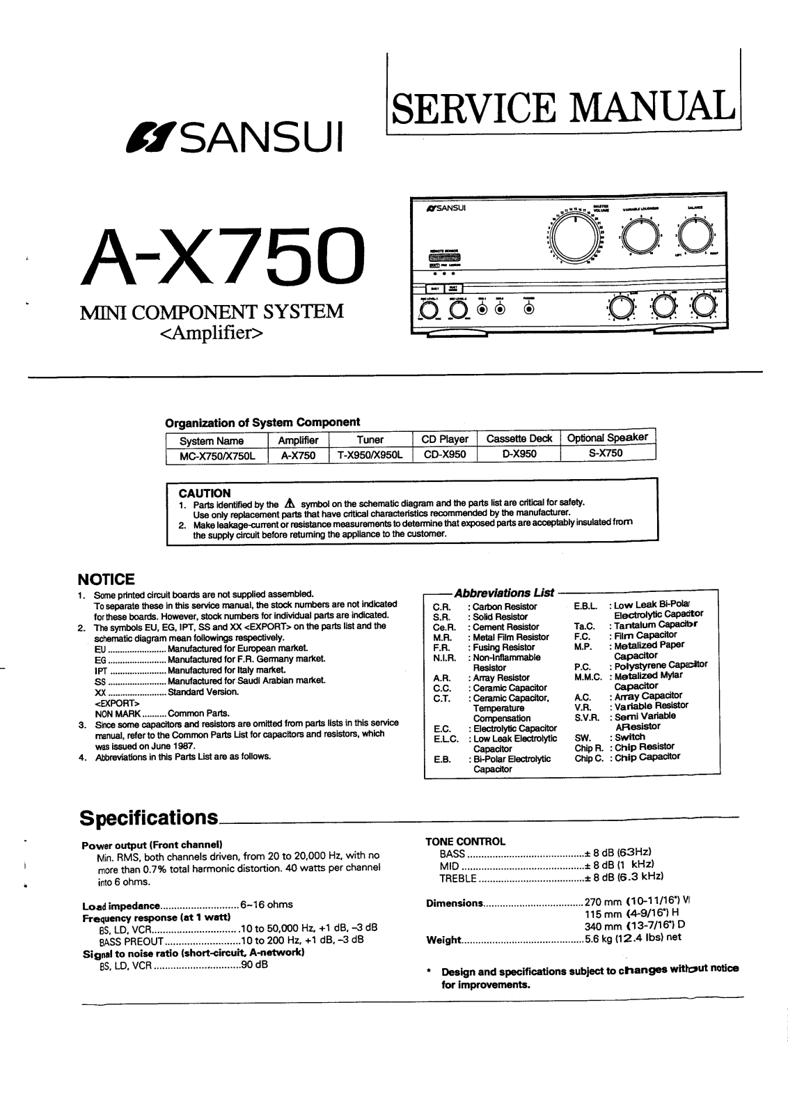 Sansui AX-750 Service manual