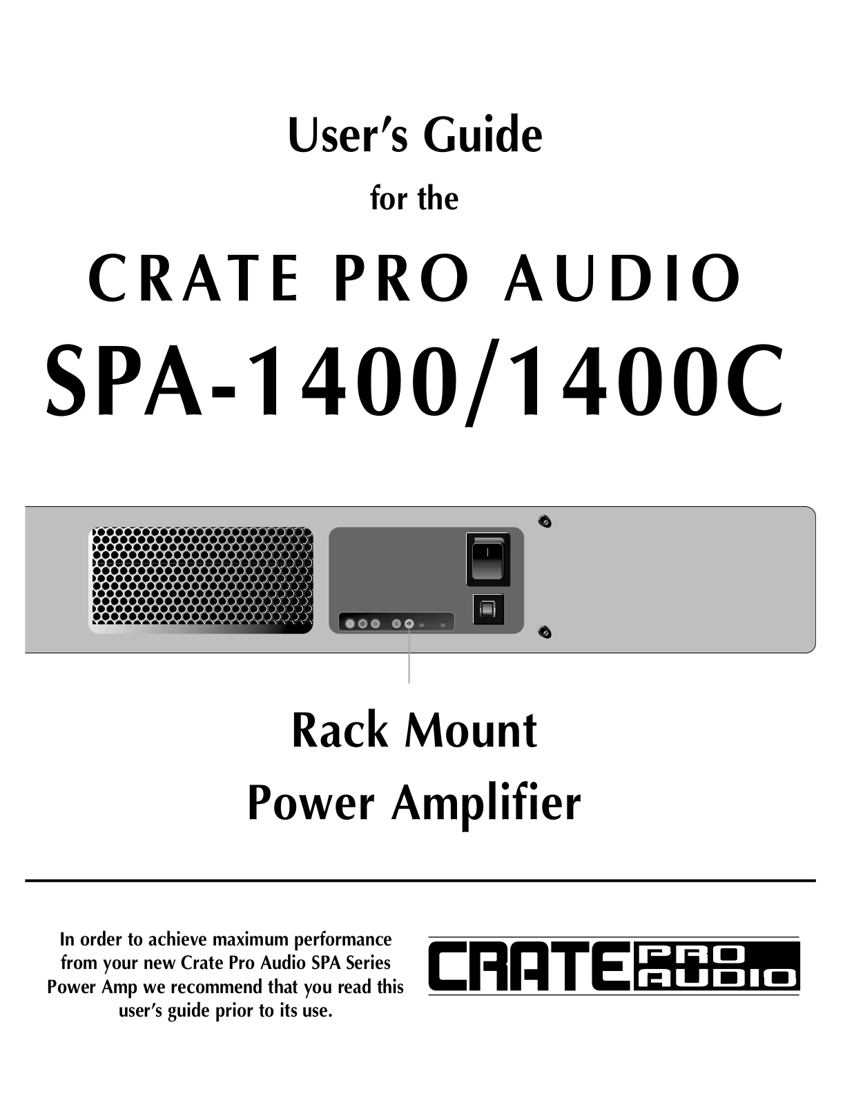 Crate Amplifiers SPA-1400, SPA-1400C User Manual