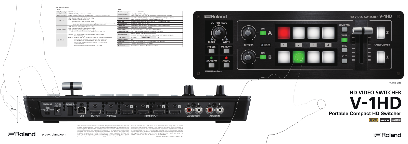 Roland Professional A/V V-1HD, V-1HD-STR User Manual