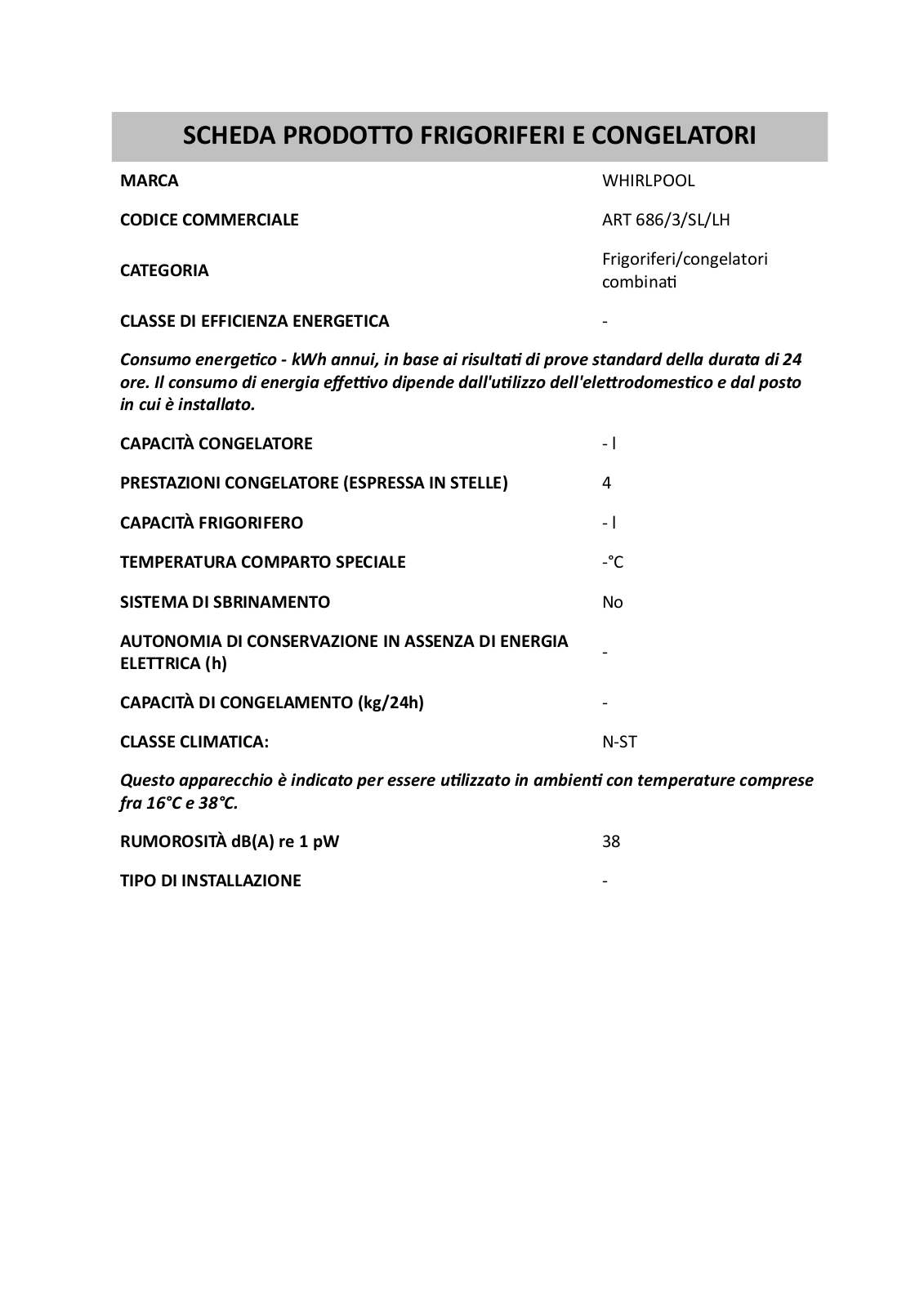 Whirlpool ART 686/3/SL/LH User Manual