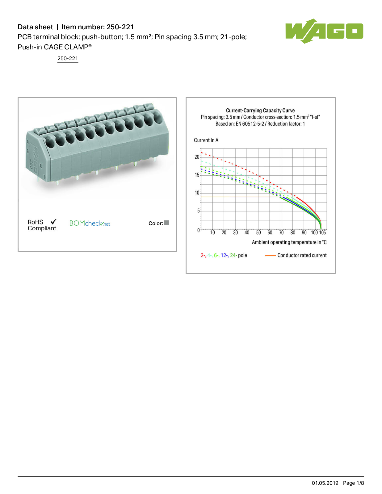 Wago 250-221 Data Sheet