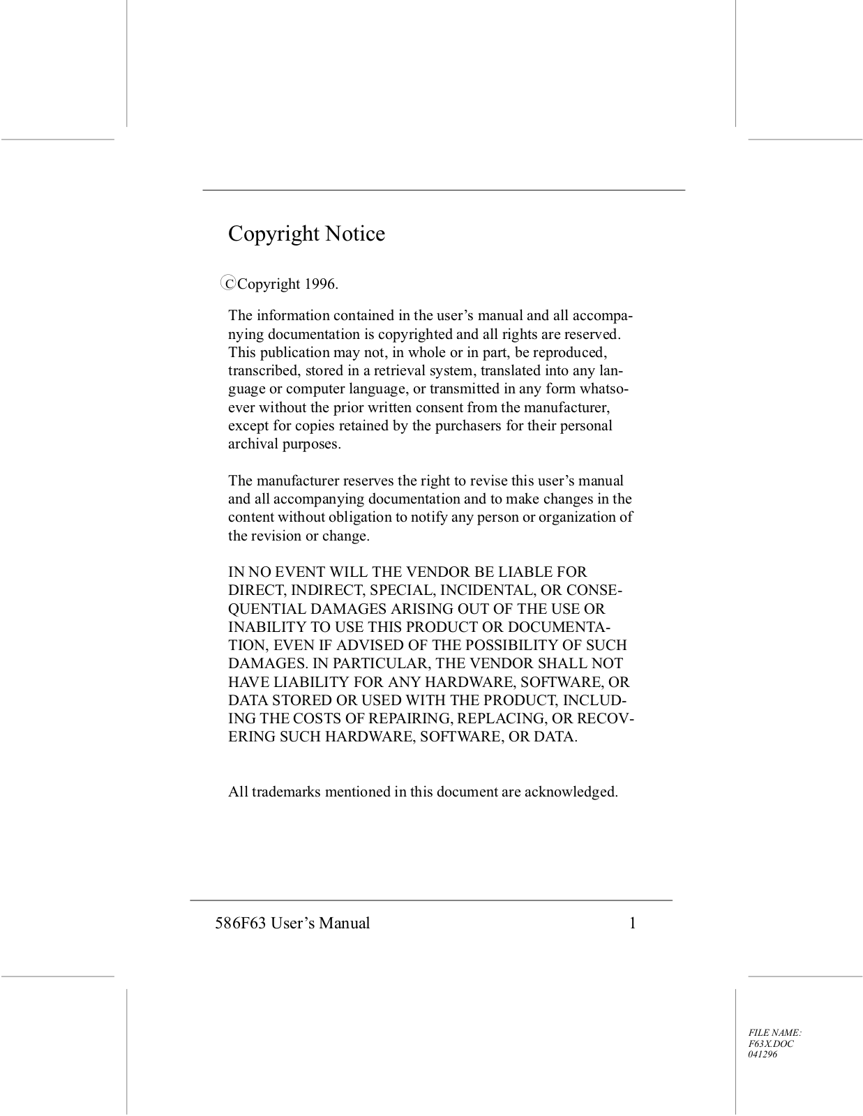 Freetech 586F63 User Manual - ManualMachine.com