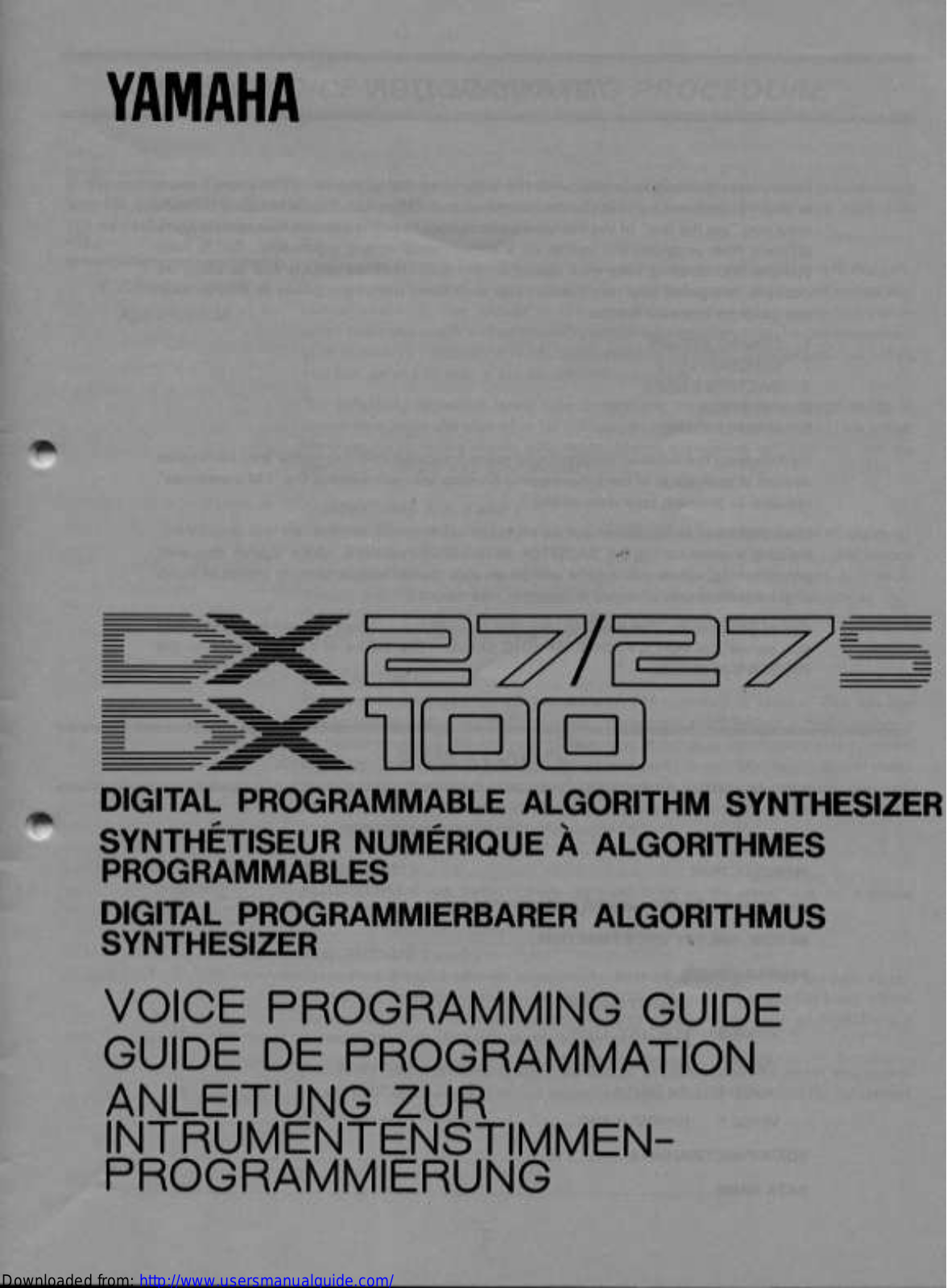 Yamaha Audio DX27S, DX27, DX100 User Manual