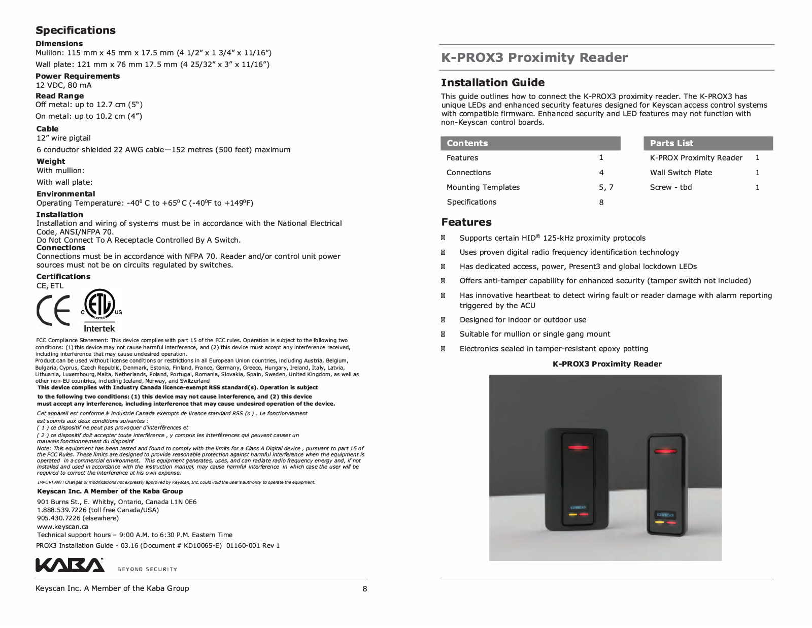 KeyScan KPROX3 User Manual