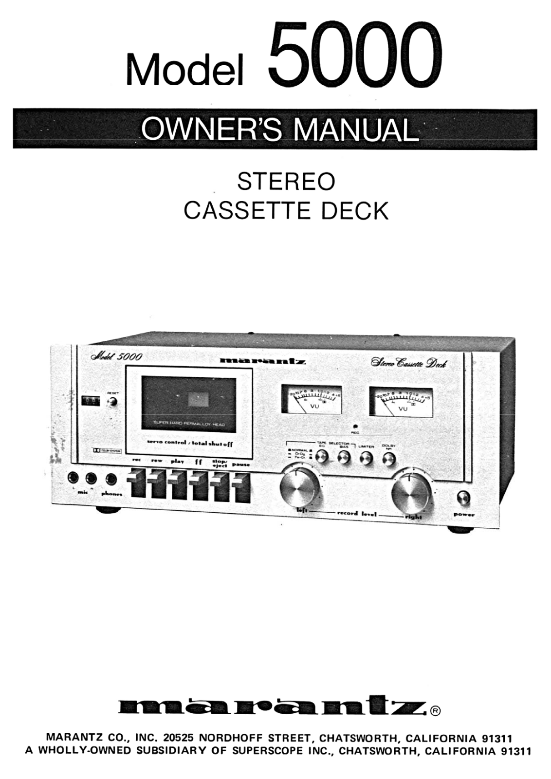 Marantz 5000 Owners Manual