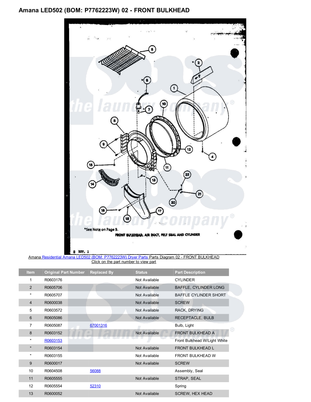 Amana LED502 Parts Diagram