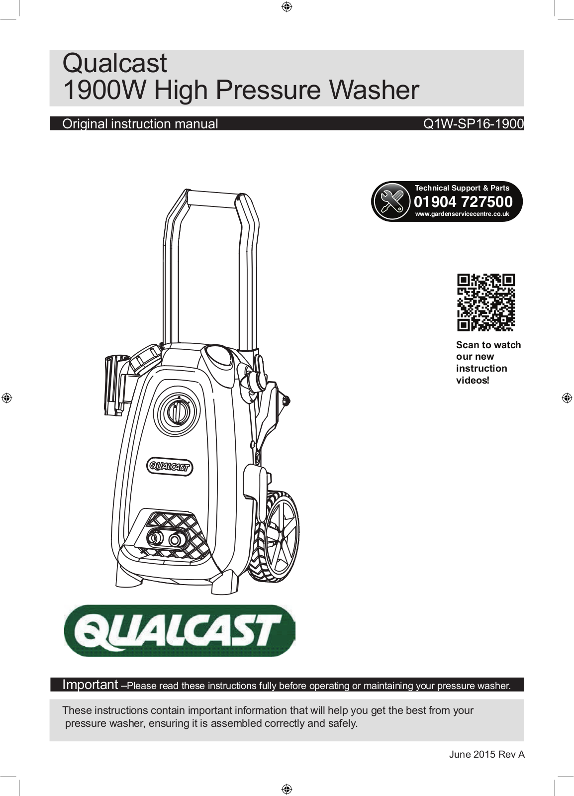 Qualcast Q1W-SP16-1900 Instruction manual