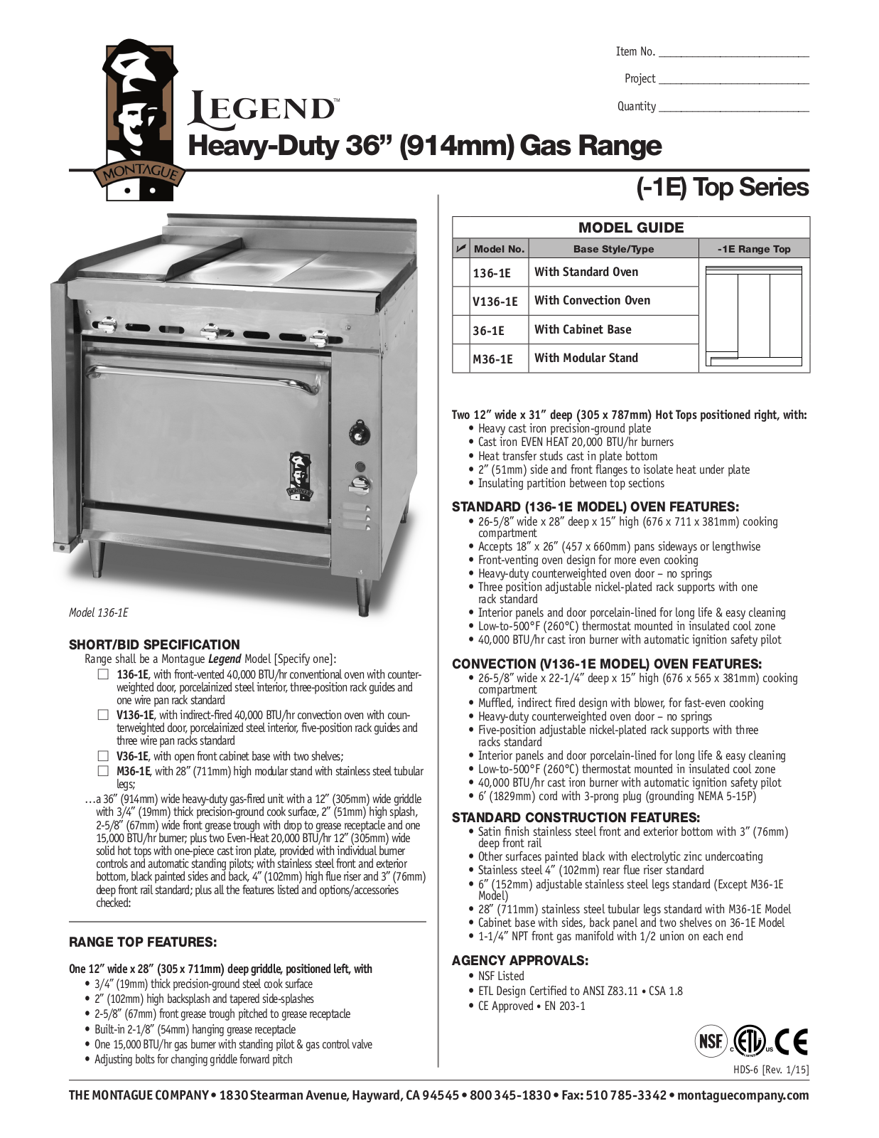 Montague 136-1E User Manual