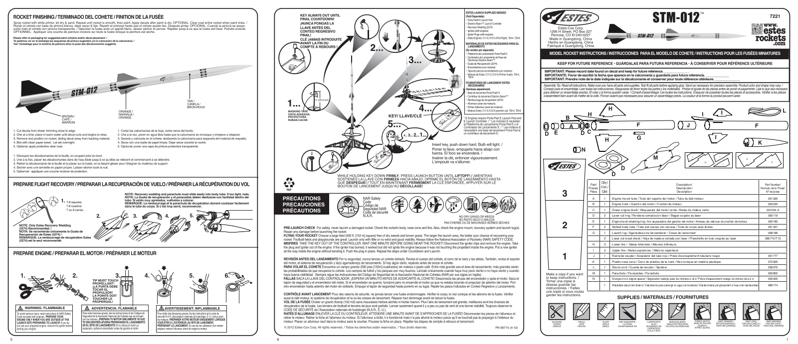 ESTES STM 012 User Manual