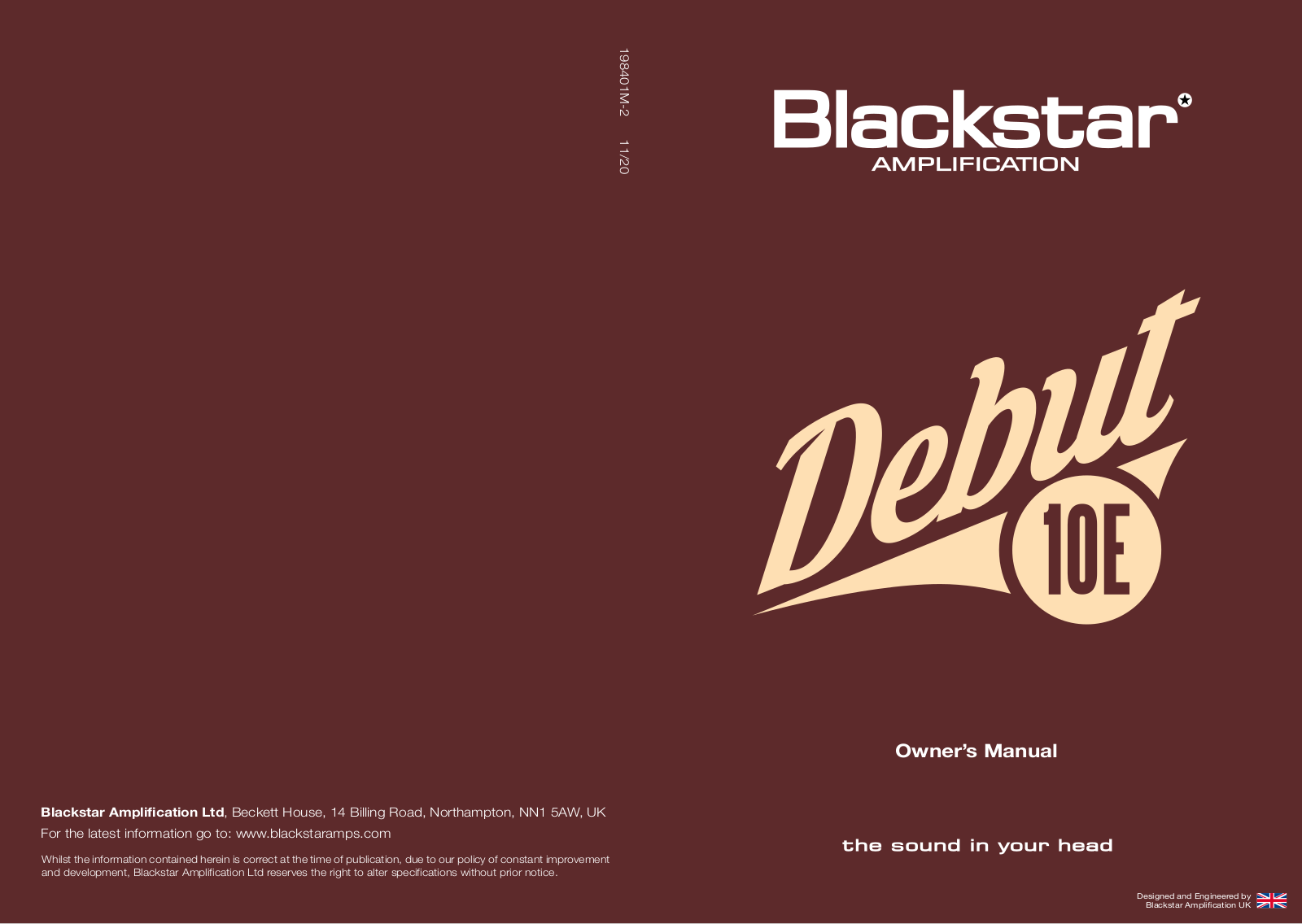 Blackstar Debut 10E Black Owner`s manual