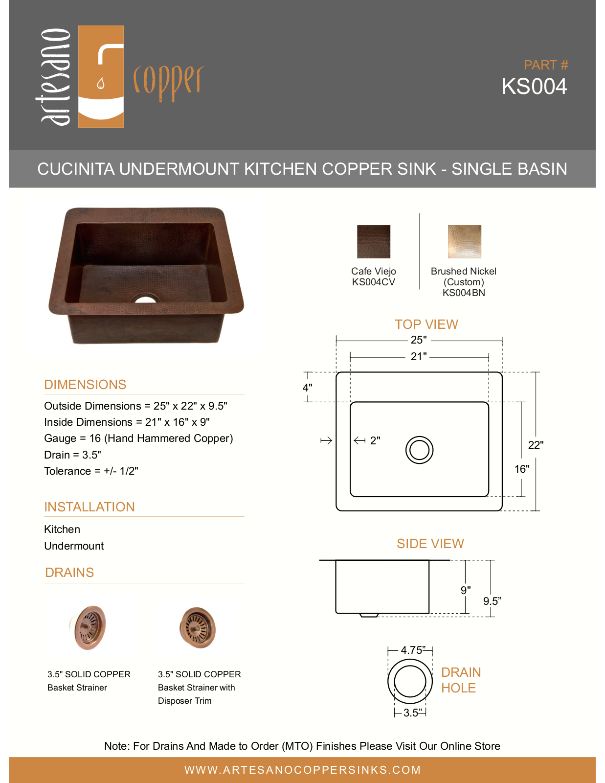 Artesano Design YIPT1084 Specifications - ManualMachine.com