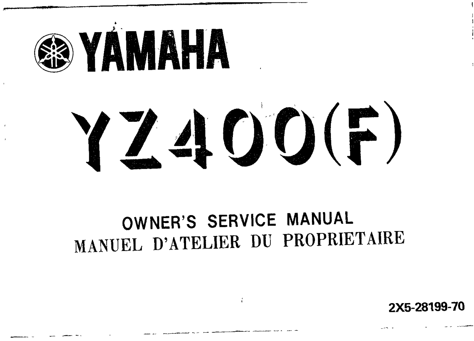Yamaha YZ400 F 1979 Owner's manual