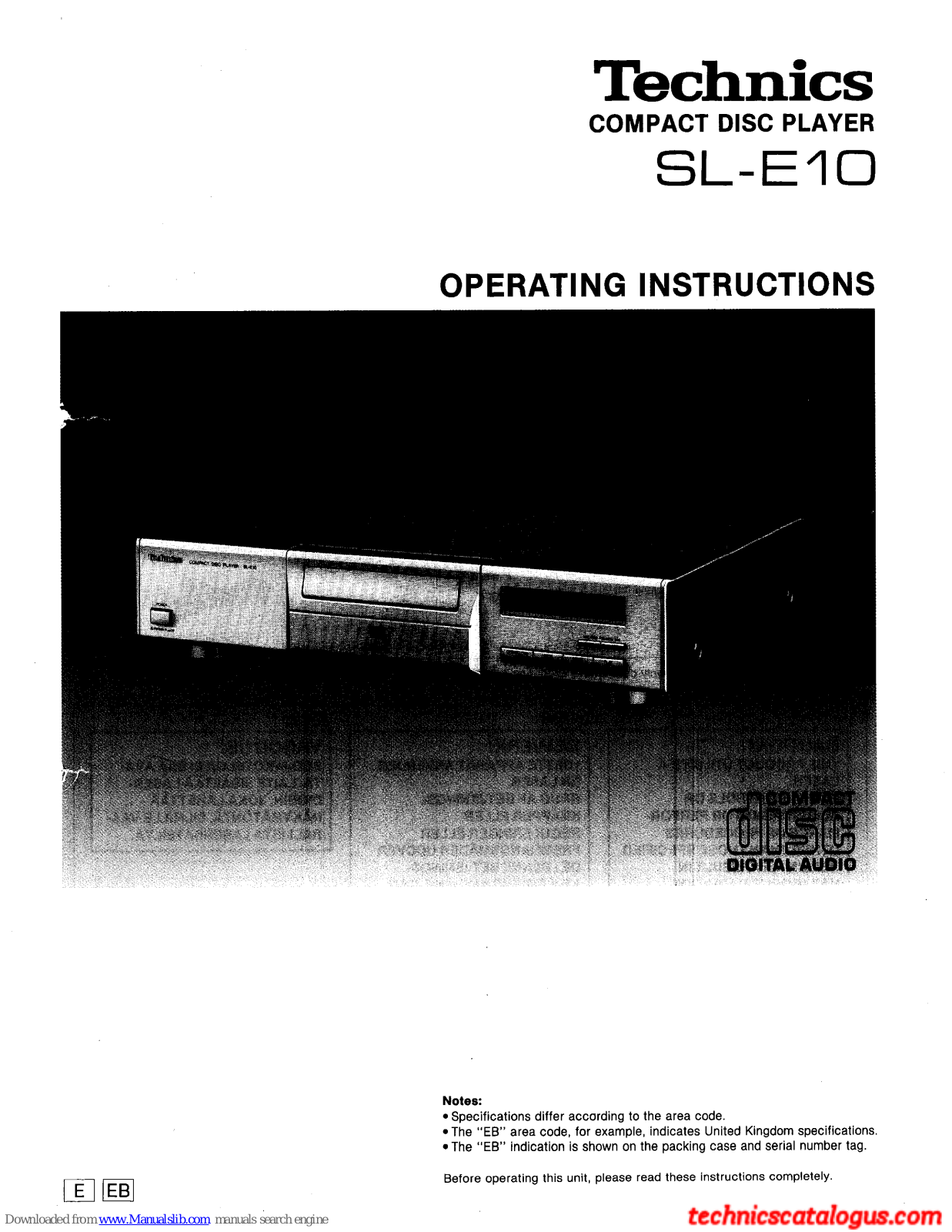 Technics SL-E10 Operating Instructions Manual - ManualMachine.com